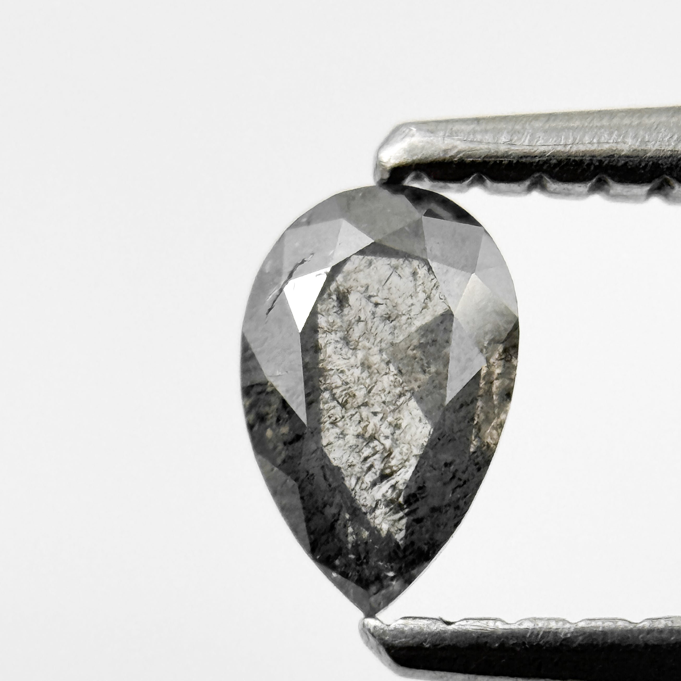 0.29 Ct Pear Rose Cut Grey Natural Salt and Pepper Diamond