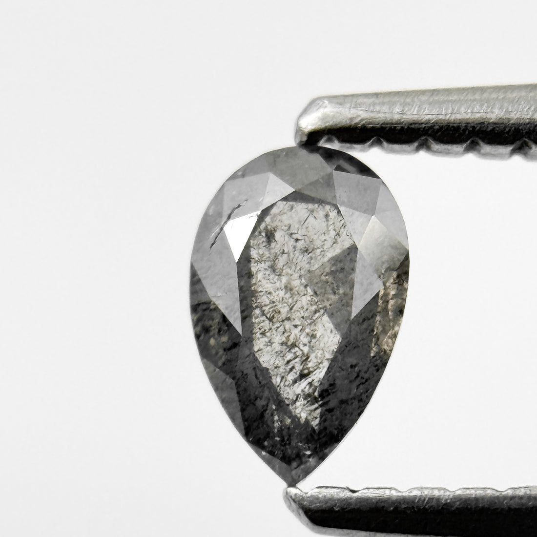 0.29 Ct Pear Rose Cut Grey Natural Salt and Pepper Diamond