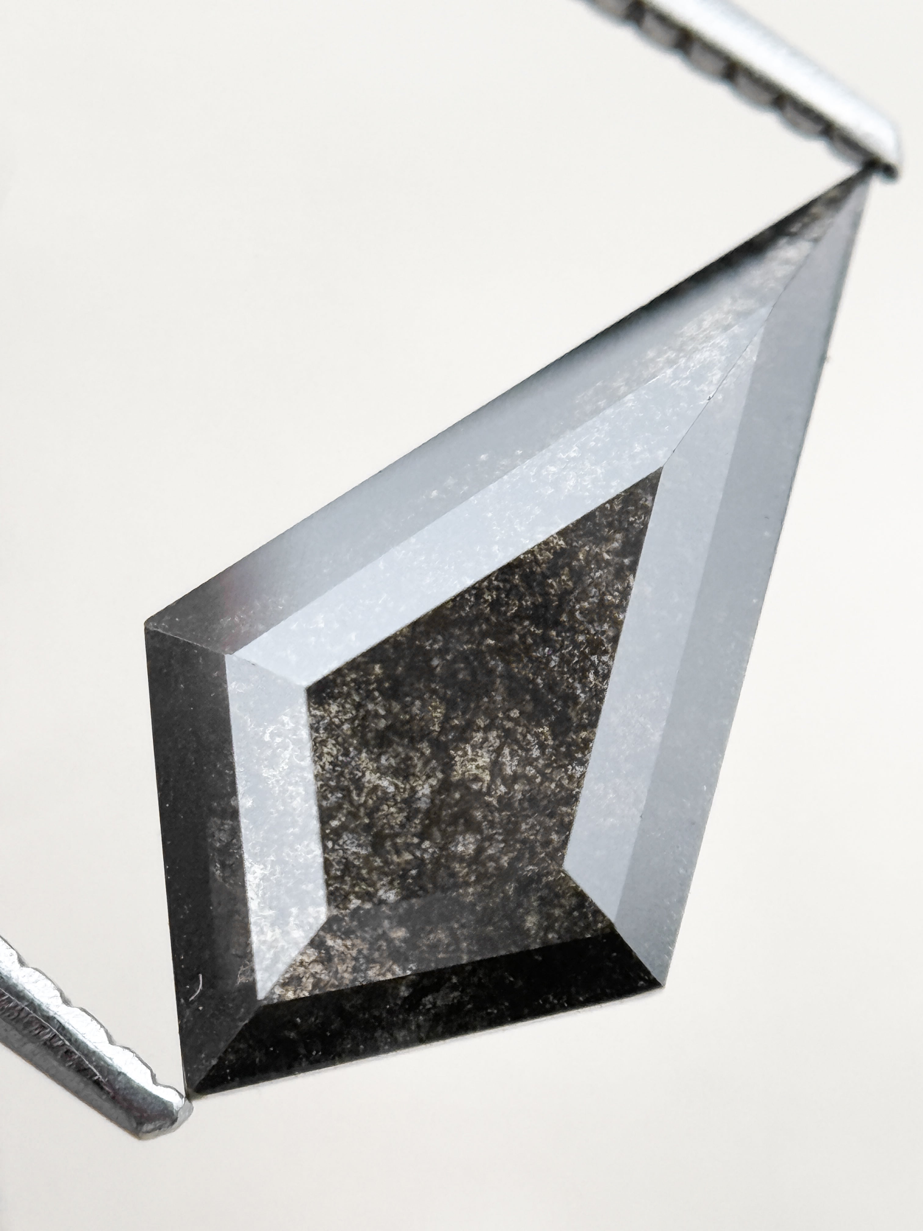 2.37 Ct Kite Rose Cut Grey Natural Salt and Pepper Diamond