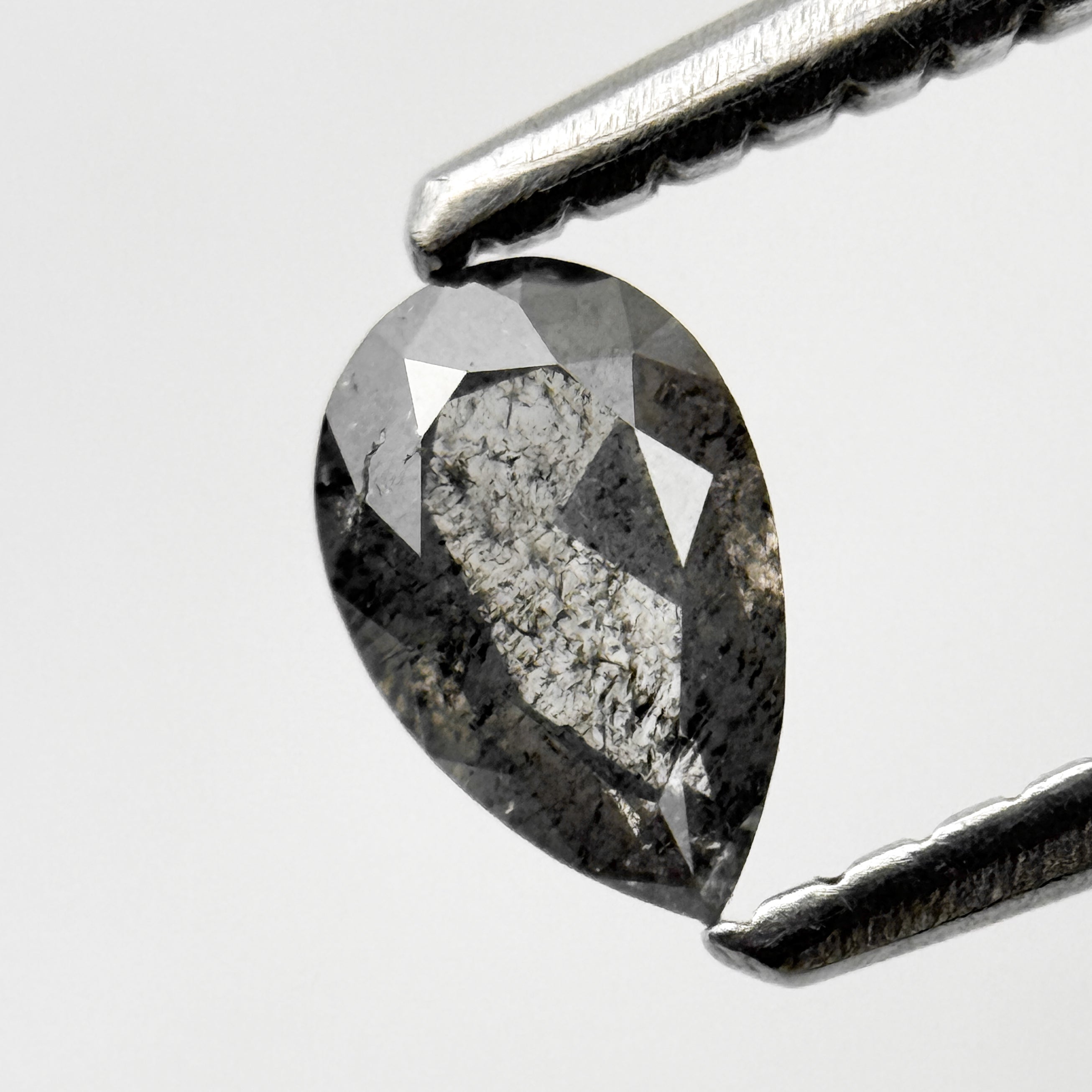 0.29 Ct Pear Rose Cut Grey Natural Salt and Pepper Diamond