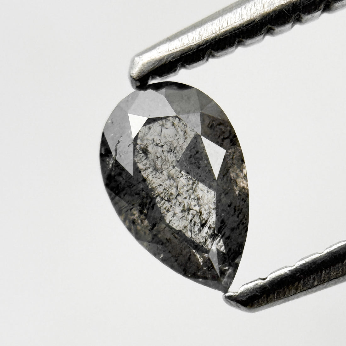 0.29 Ct Pear Rose Cut Grey Natural Salt and Pepper Diamond
