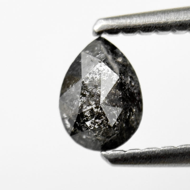0.38 Ct Pear Rose Cut Grey Natural Salt and Pepper Diamond