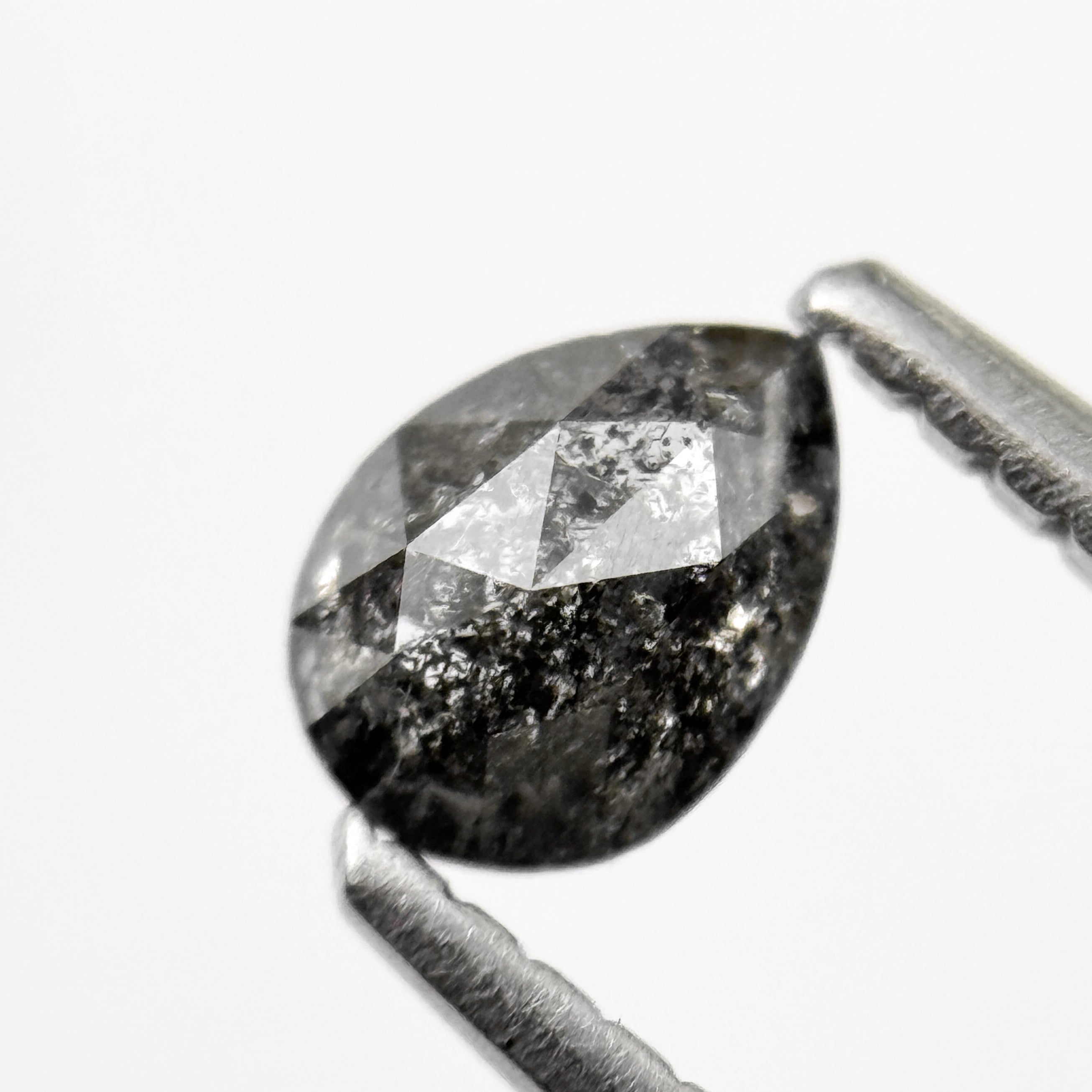 0.38 Ct Pear Rose Cut Grey Natural Salt and Pepper Diamond