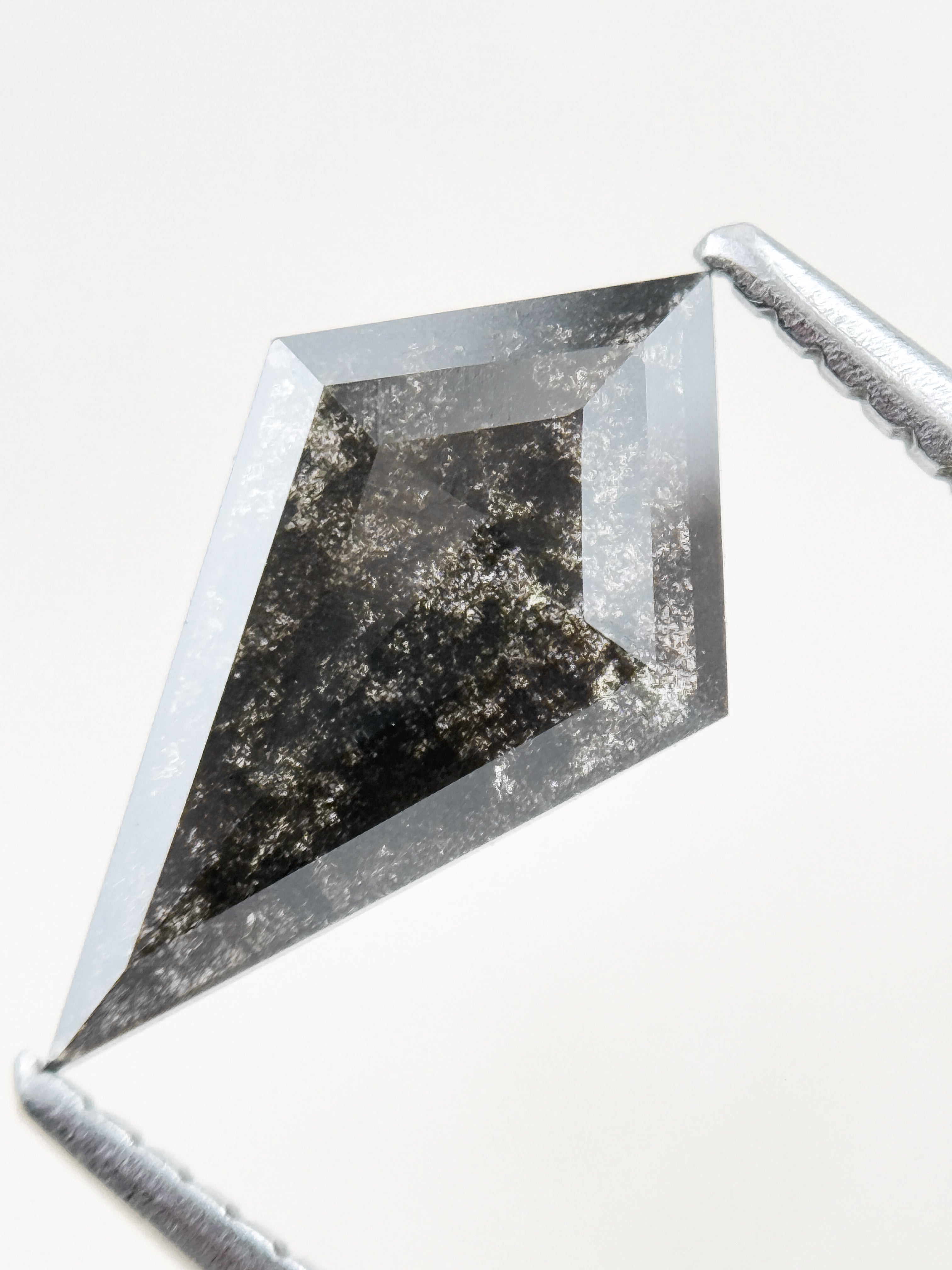 1.13 Ct Kite Rose Cut Grey Natural Salt and Pepper Diamond