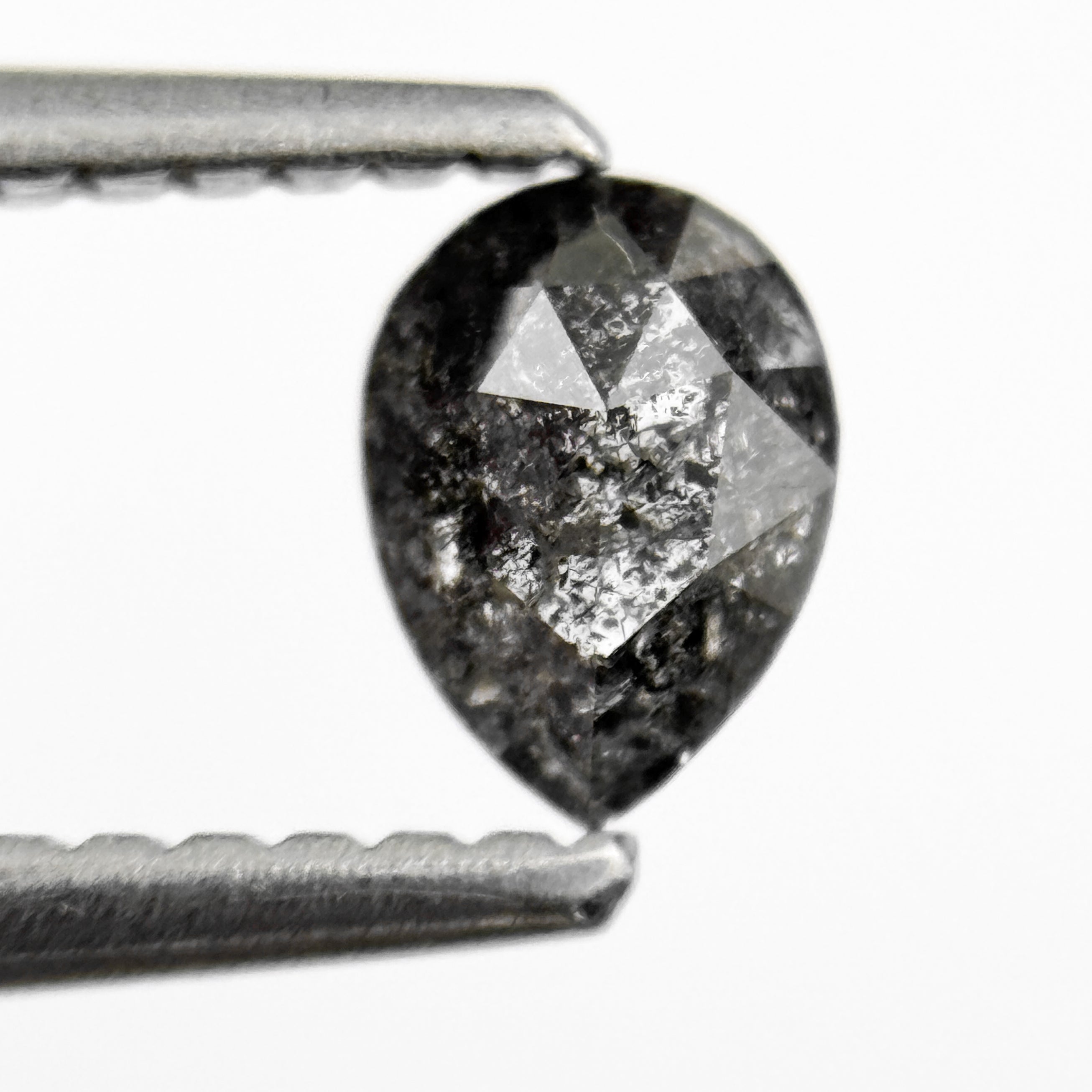 0.38 Ct Pear Rose Cut Grey Natural Salt and Pepper Diamond