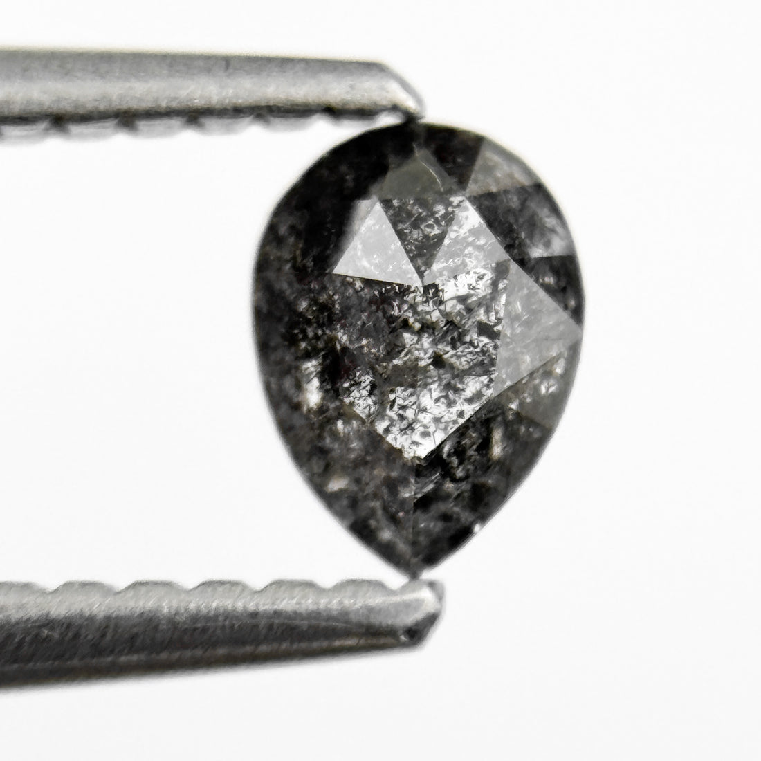 0.38 Ct Pear Rose Cut Grey Natural Salt and Pepper Diamond