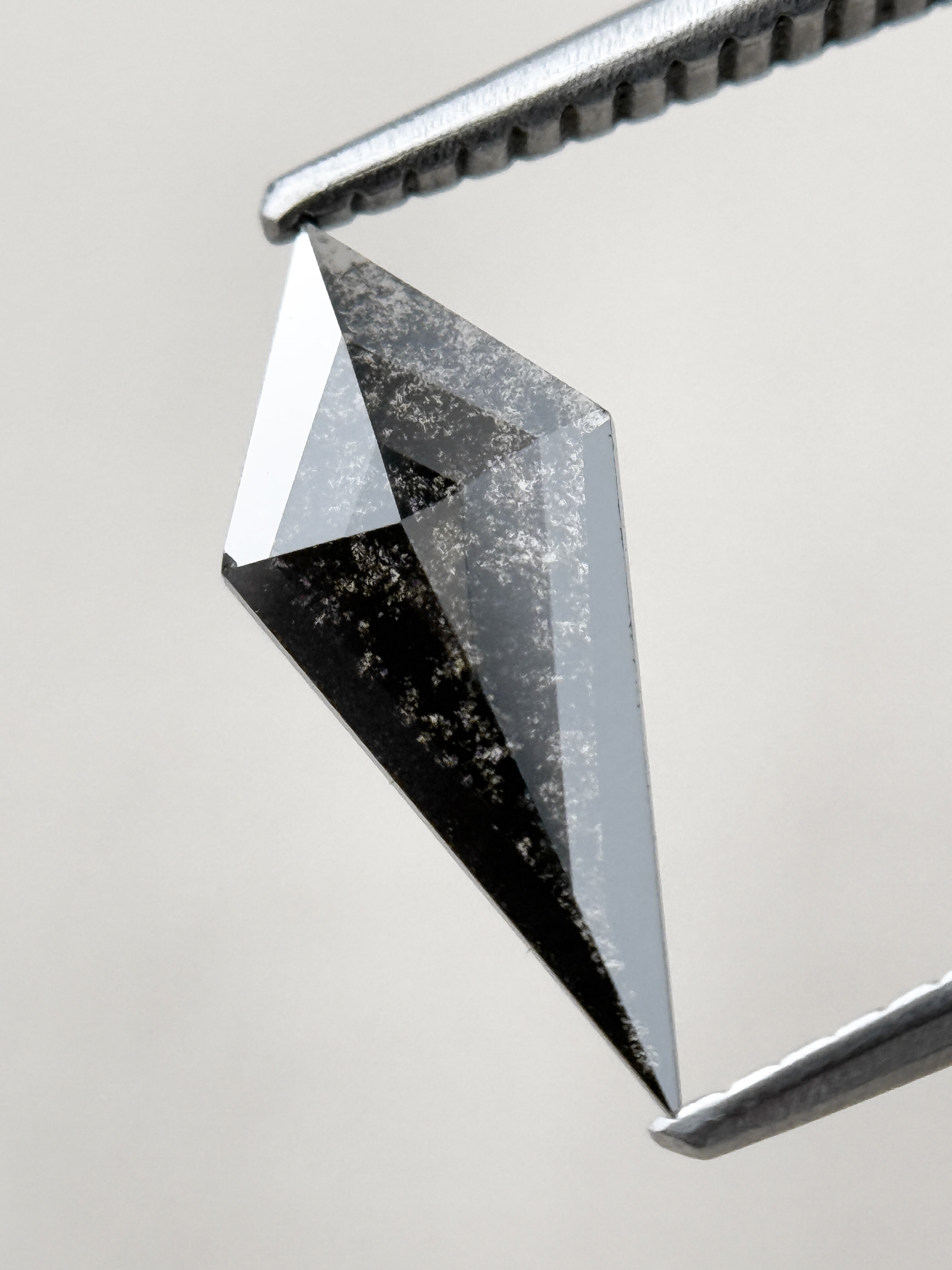 0.82 Ct Kite Rose Cut Grey Natural Salt and Pepper Diamond