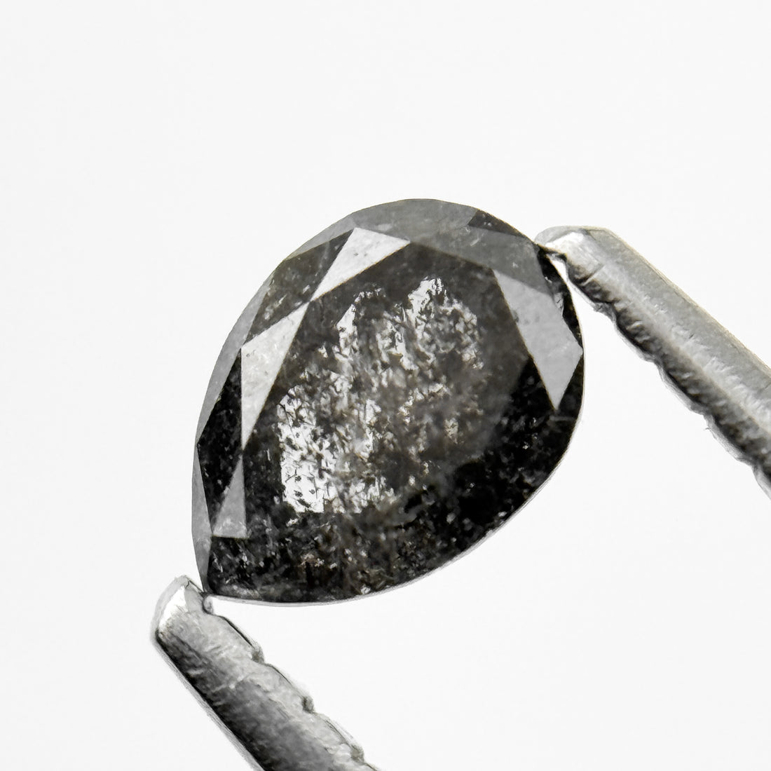 0.38 Ct Pear Rose Cut Grey Natural Salt and Pepper Diamond