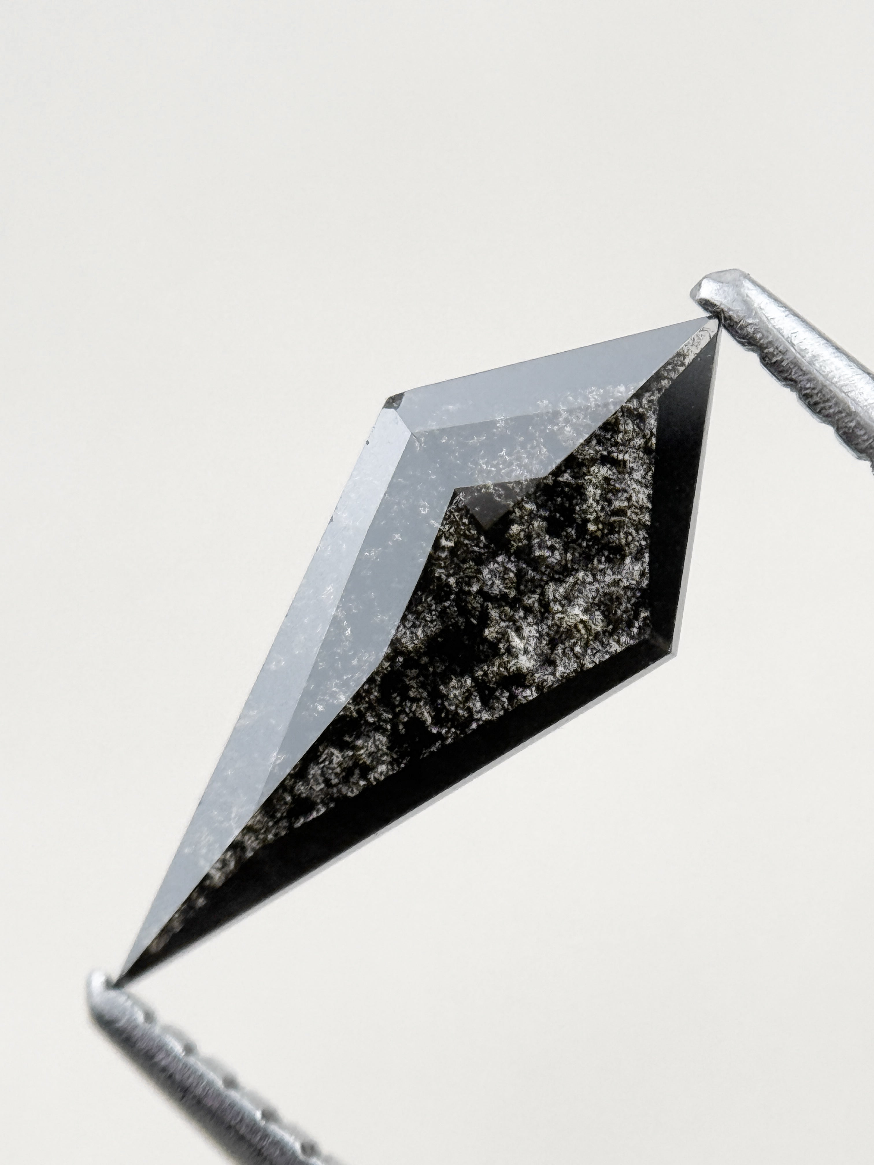 0.82 Ct Kite Rose Cut Grey Natural Salt and Pepper Diamond