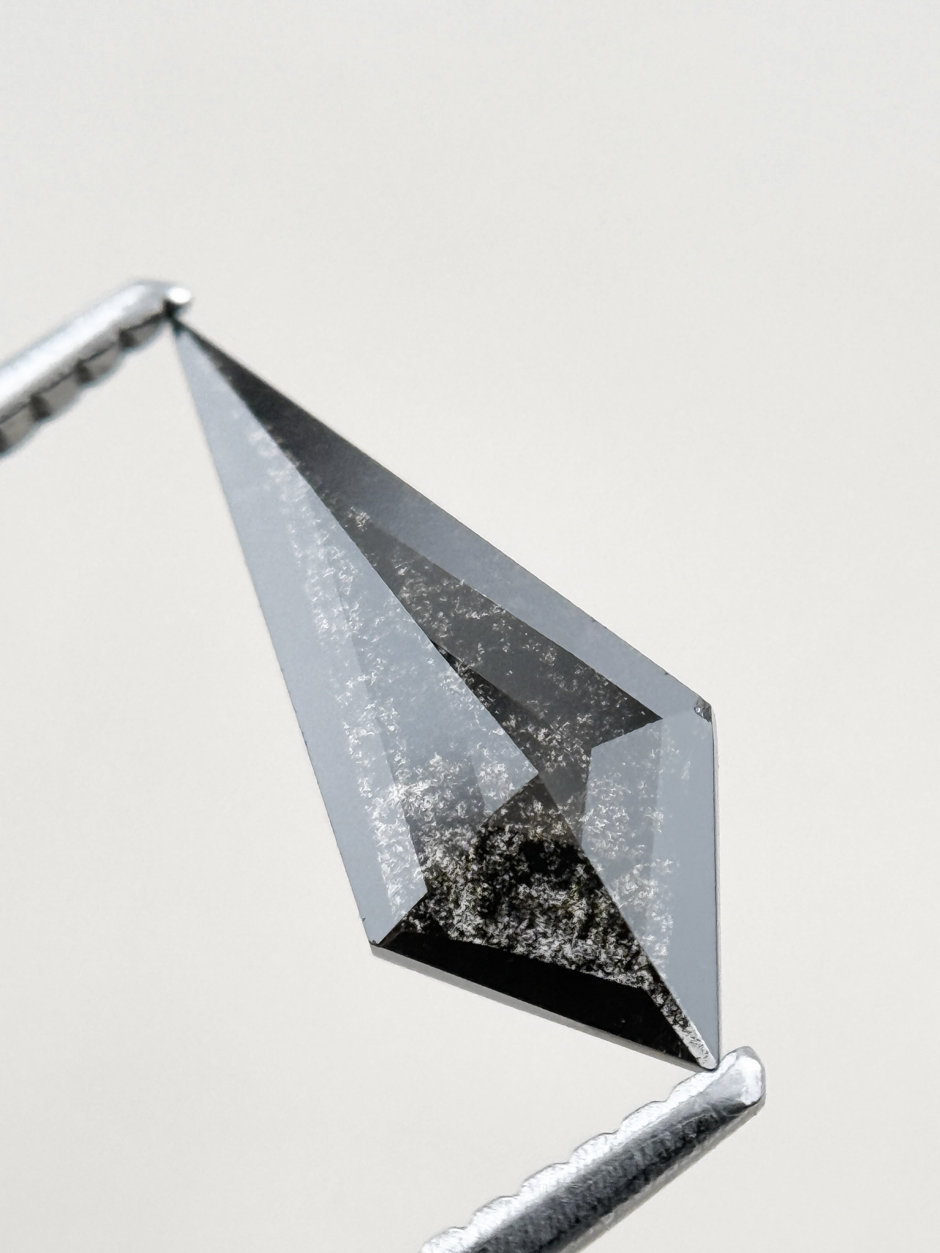0.82 Ct Kite Rose Cut Grey Natural Salt and Pepper Diamond