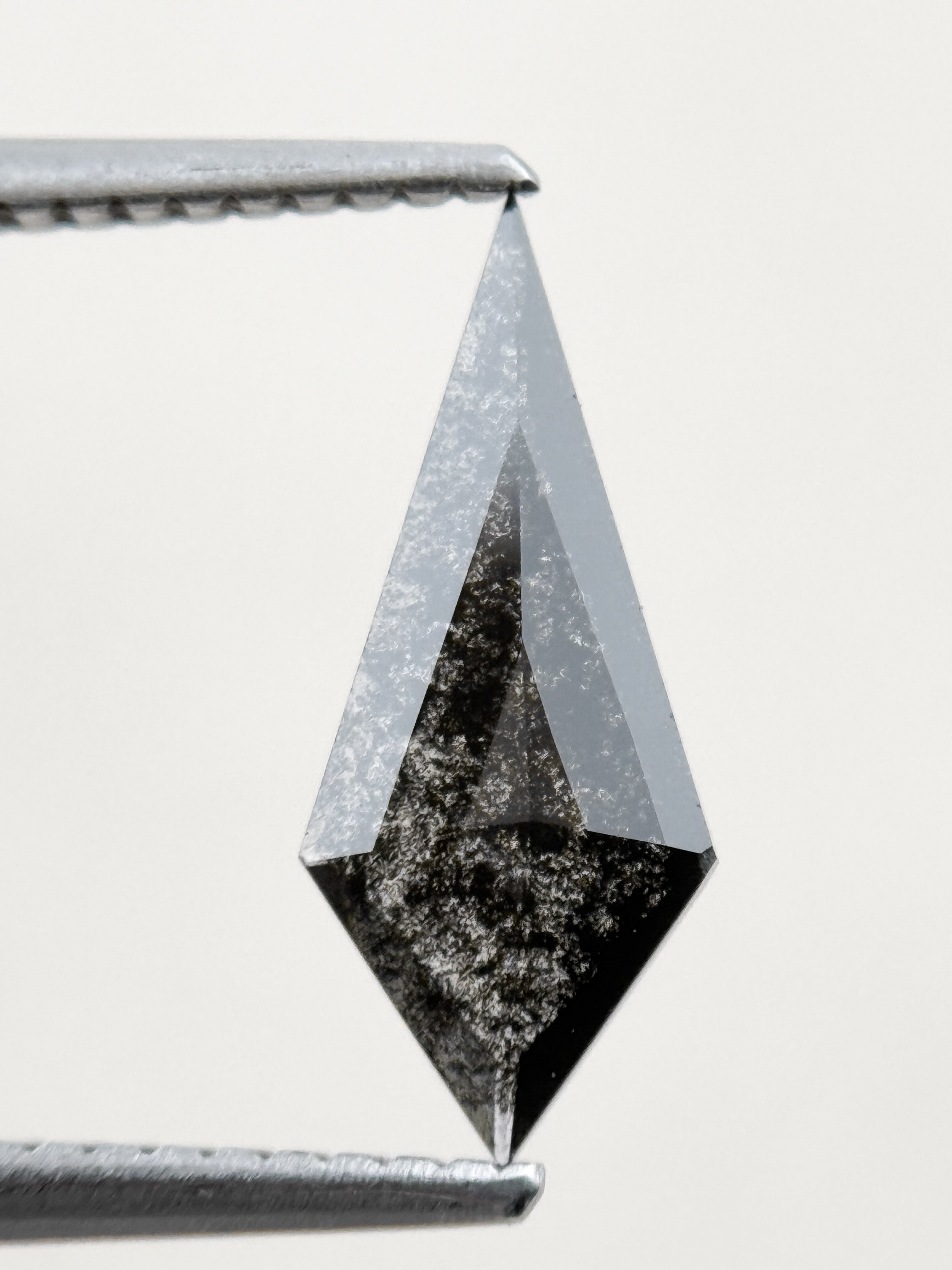 0.82 Ct Kite Rose Cut Grey Natural Salt and Pepper Diamond