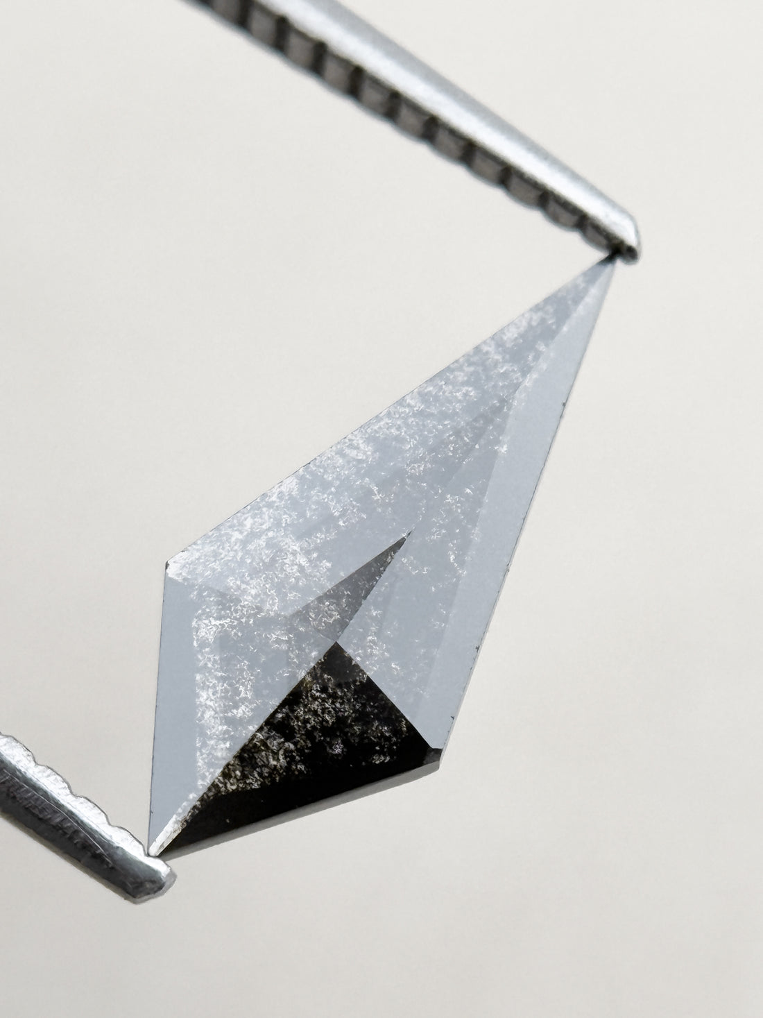 0.82 Ct Kite Rose Cut Grey Natural Salt and Pepper Diamond