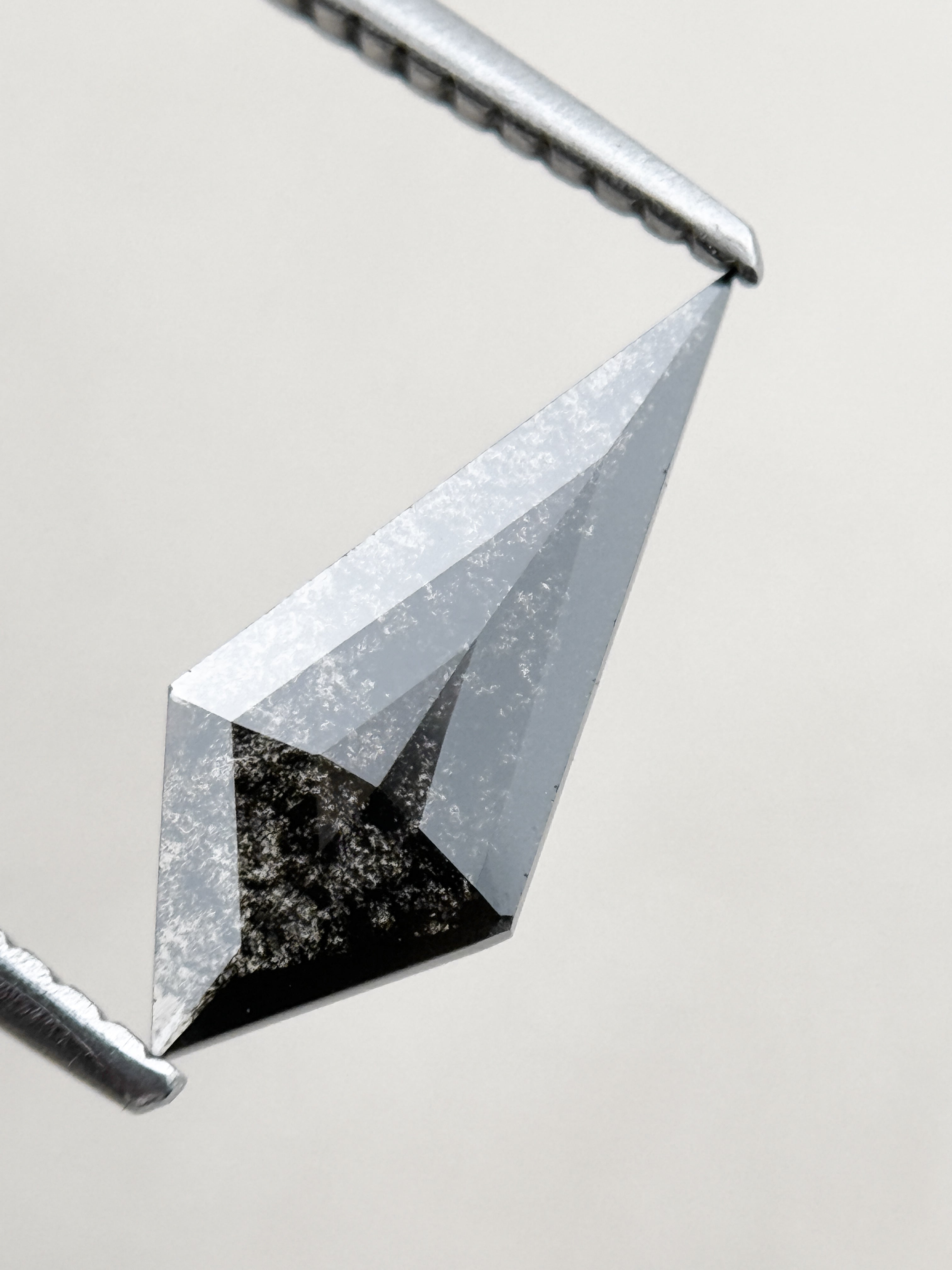 0.82 Ct Kite Rose Cut Grey Natural Salt and Pepper Diamond