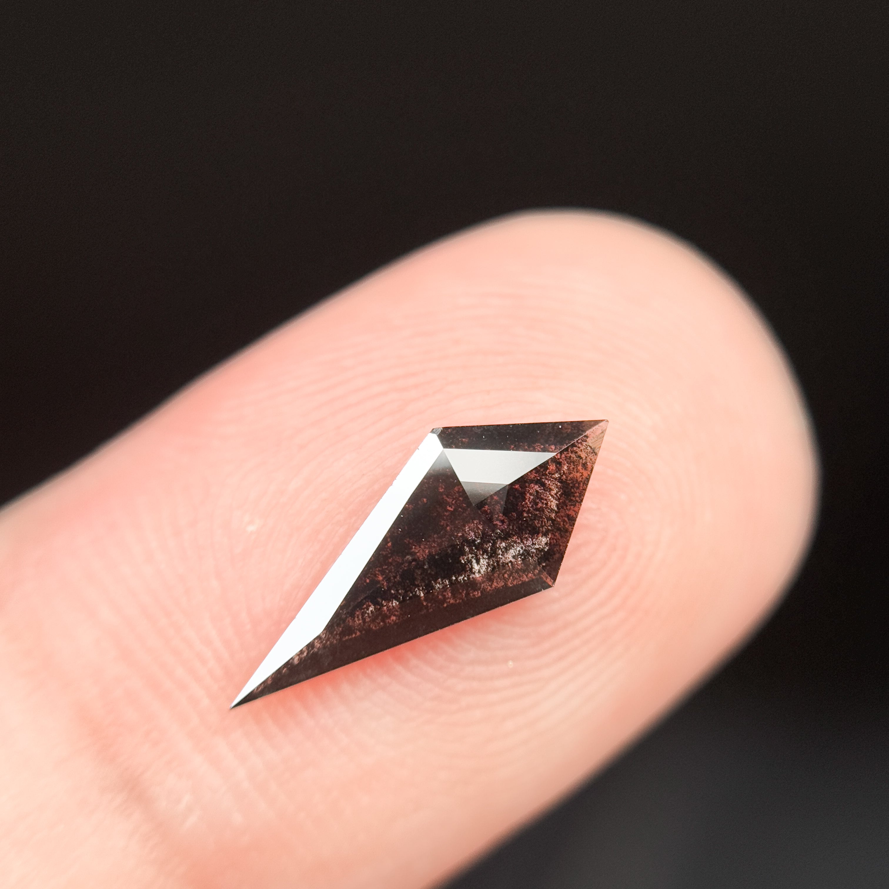 0.82 Ct Kite Rose Cut Grey Natural Salt and Pepper Diamond