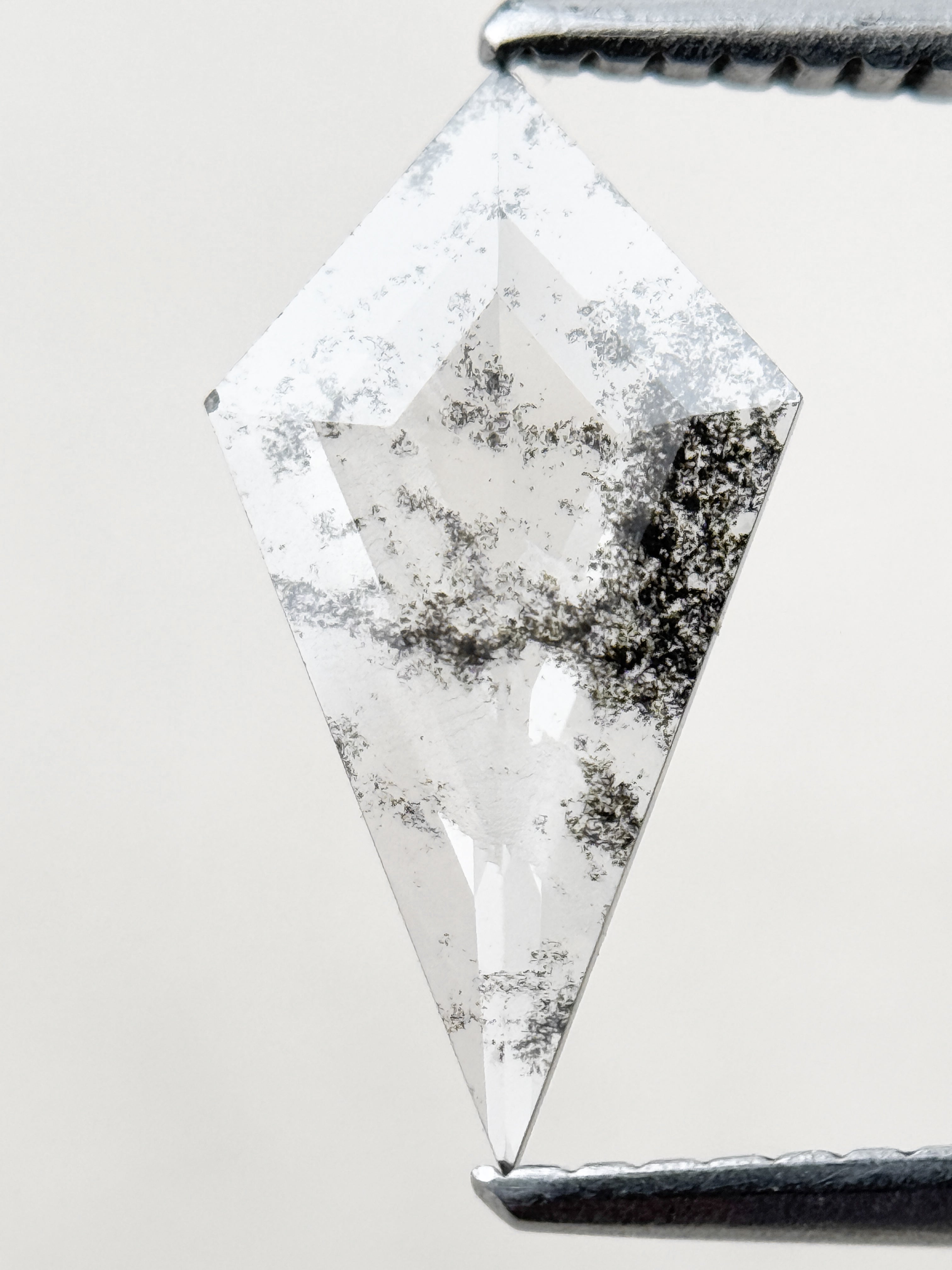 0.82 Ct Kite Rose Cut Grey Natural Salt and Pepper Diamond