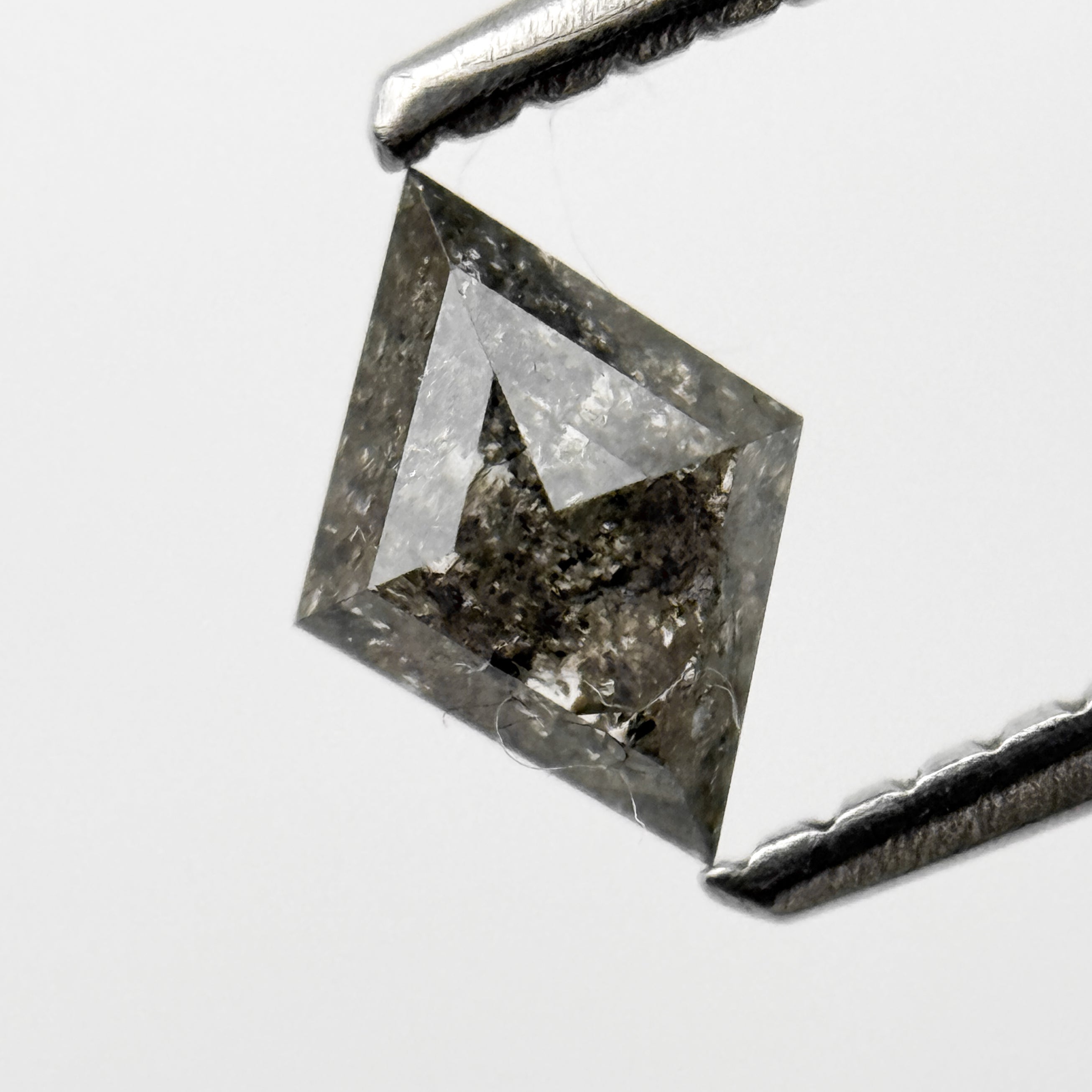 0.51 Ct Kite Rose Cut Grey Natural Salt and Pepper Diamond