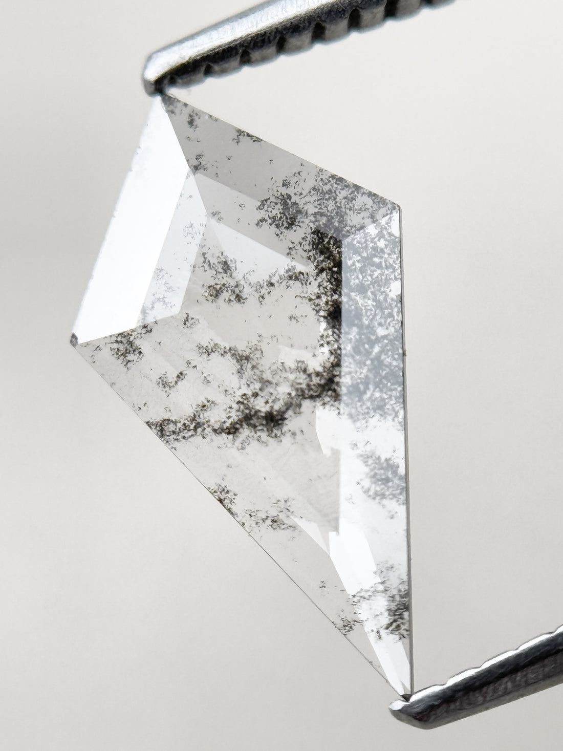 0.82 Ct Kite Rose Cut Grey Natural Salt and Pepper Diamond