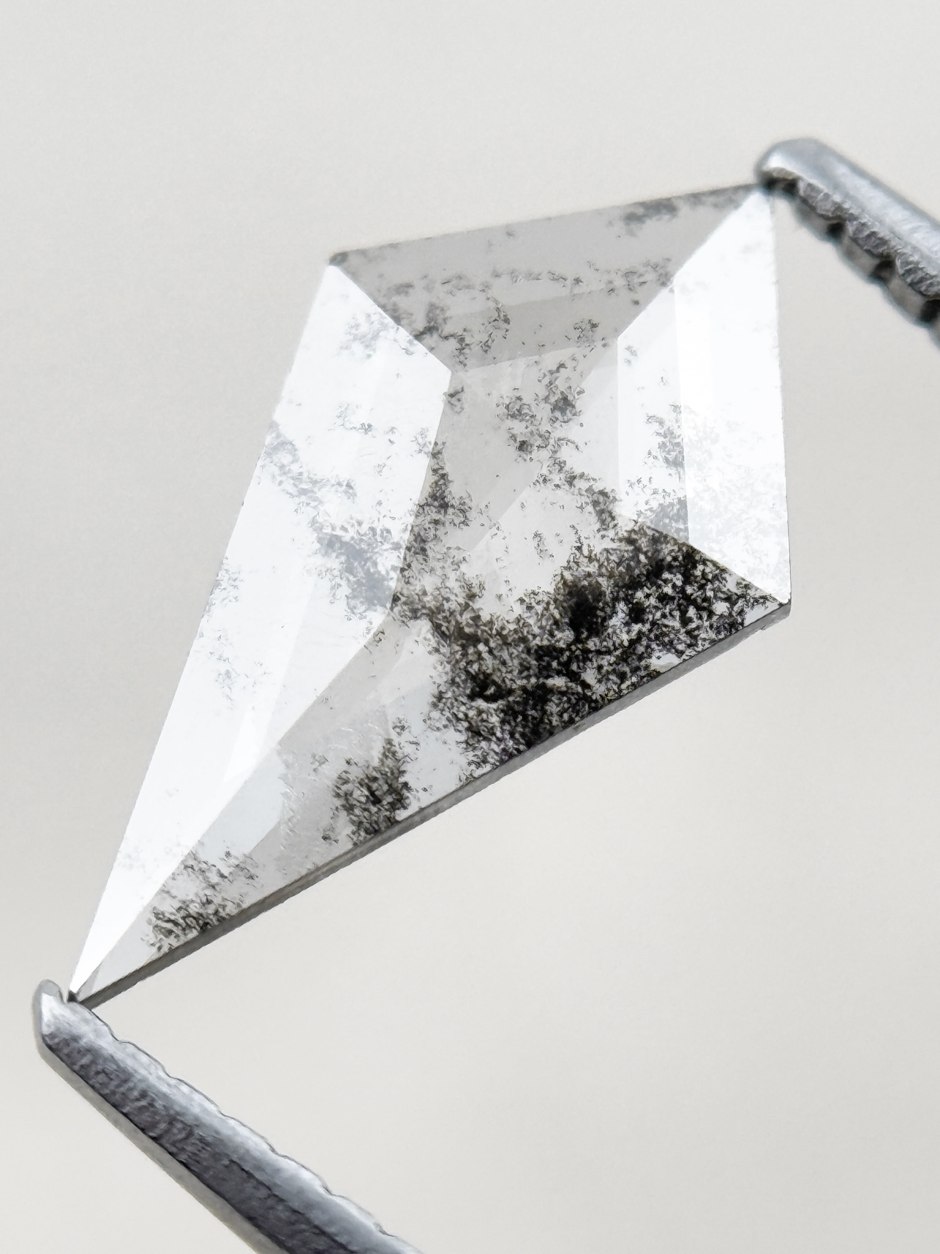 0.82 Ct Kite Rose Cut Grey Natural Salt and Pepper Diamond