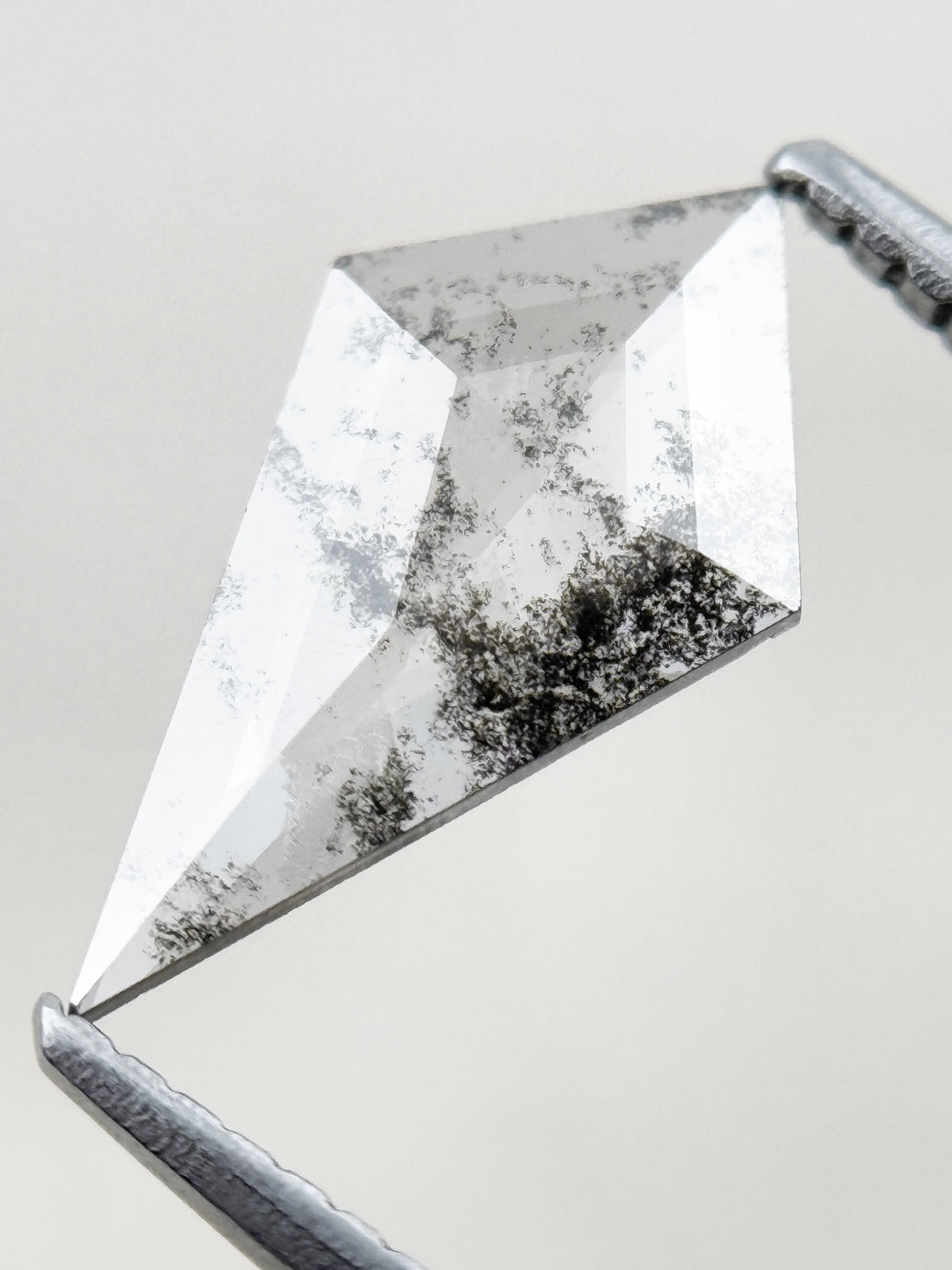 0.82 Ct Kite Rose Cut Grey Natural Salt and Pepper Diamond
