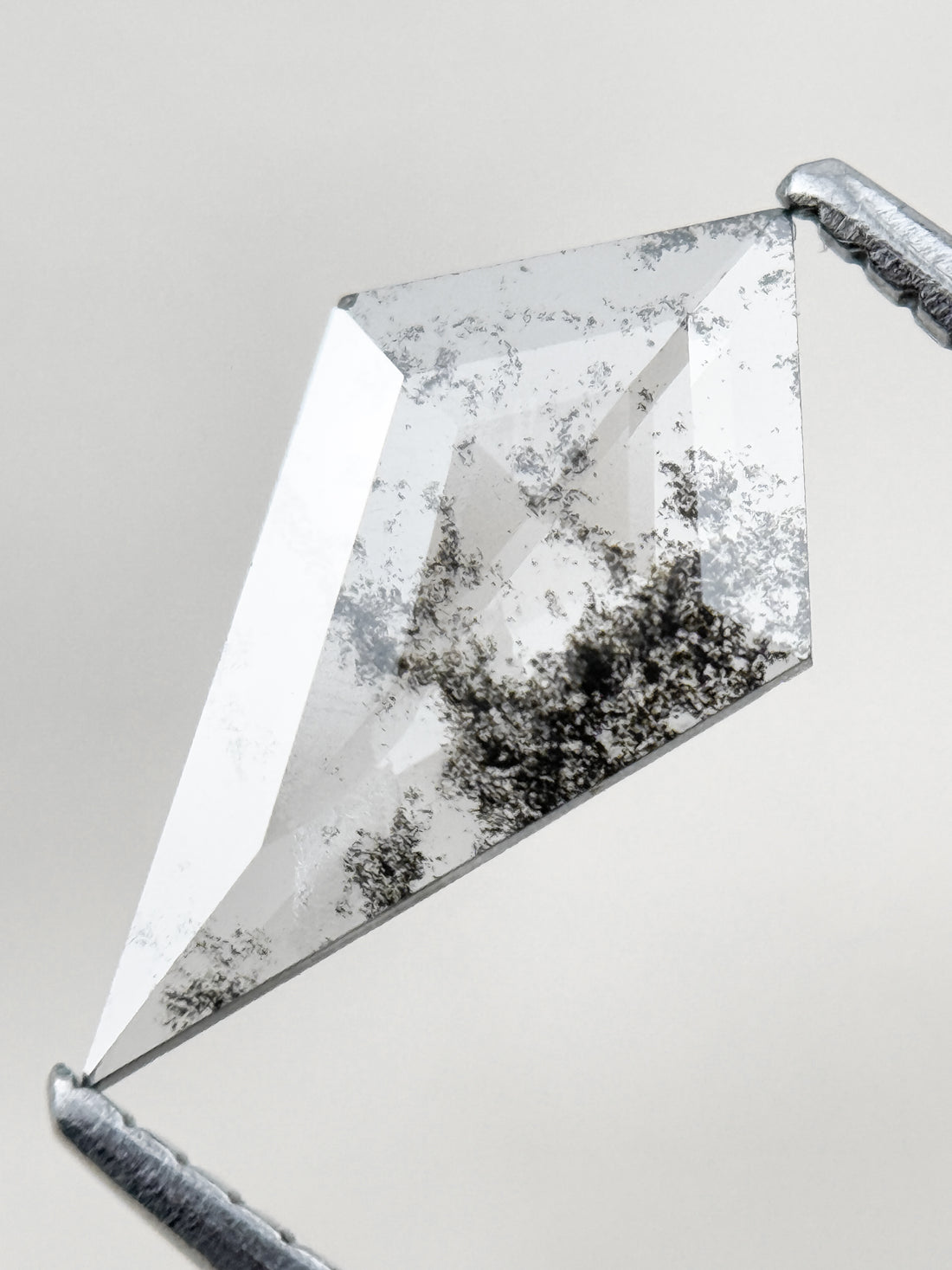 0.82 Ct Kite Rose Cut Grey Natural Salt and Pepper Diamond