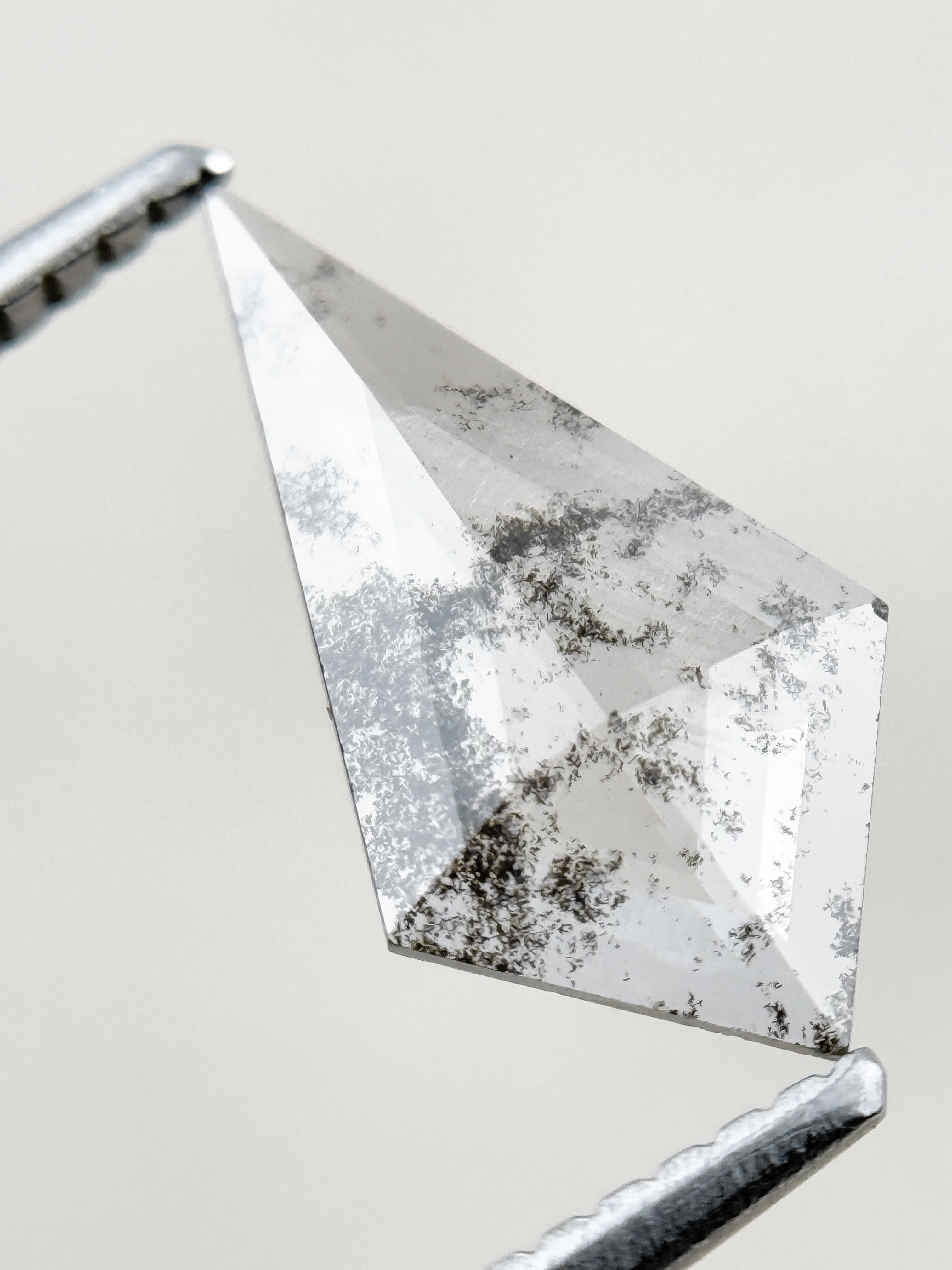 0.82 Ct Kite Rose Cut Grey Natural Salt and Pepper Diamond