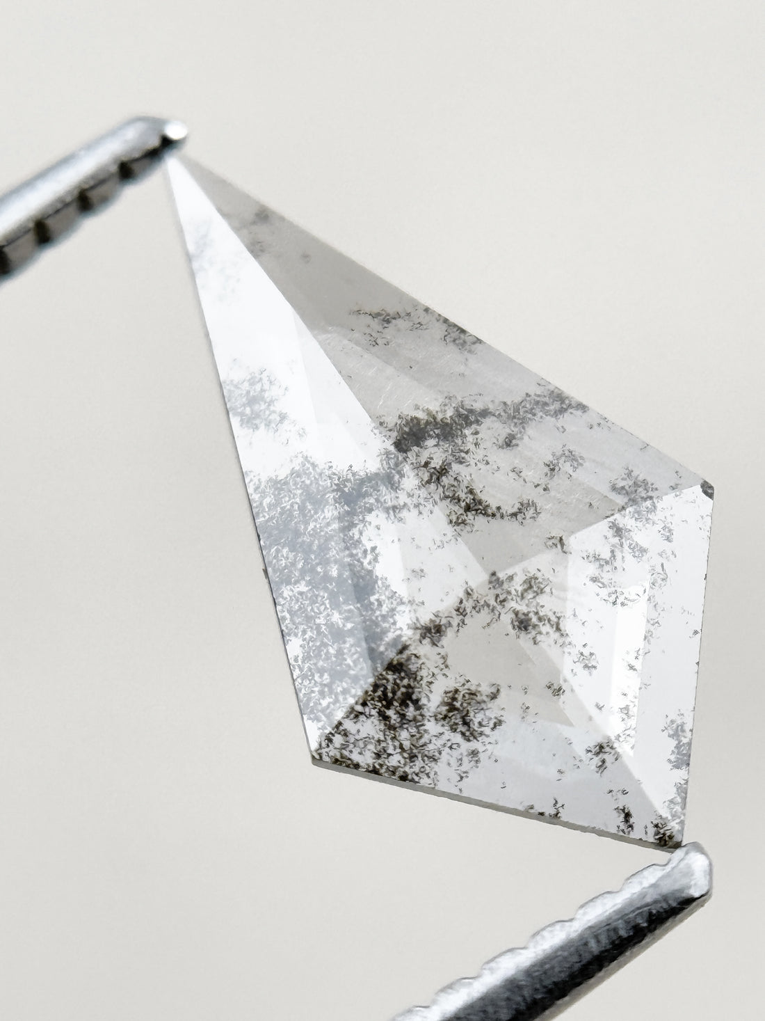 0.82 Ct Kite Rose Cut Grey Natural Salt and Pepper Diamond
