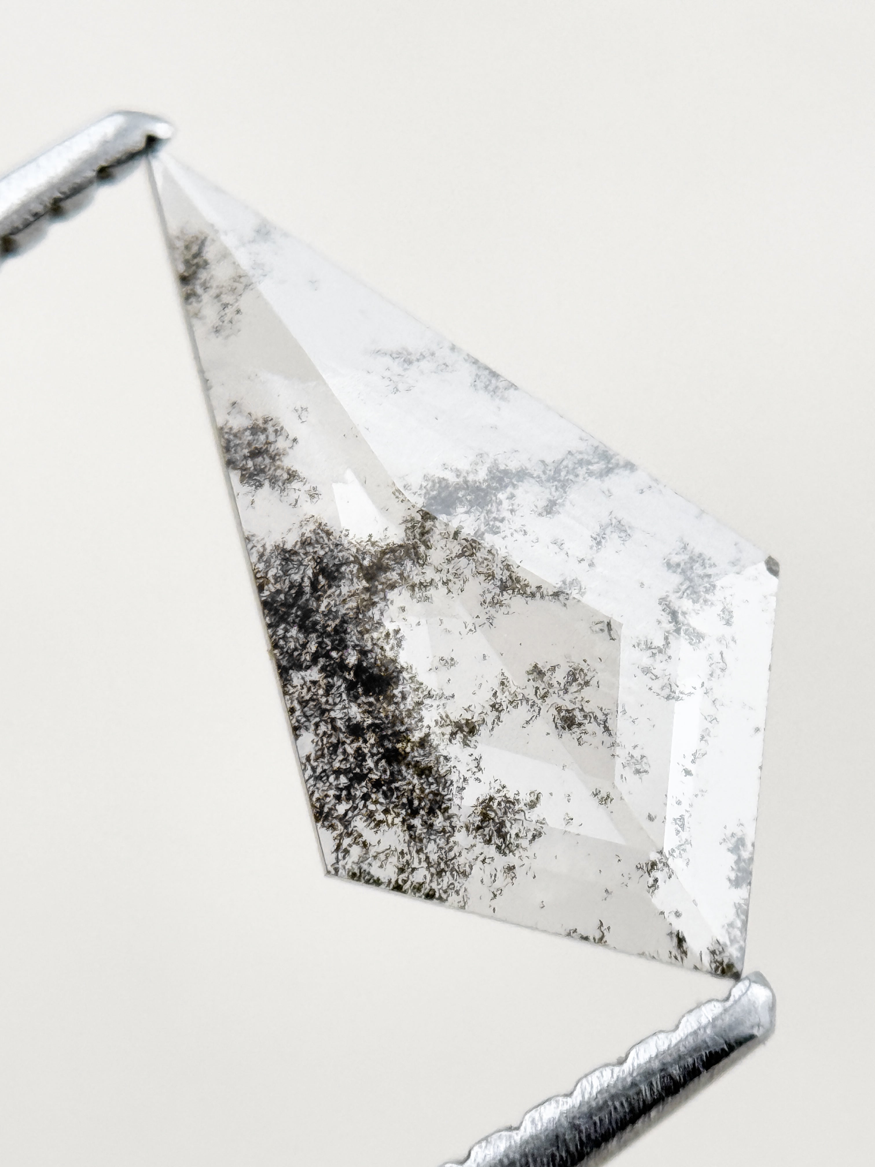 0.82 Ct Kite Rose Cut Grey Natural Salt and Pepper Diamond