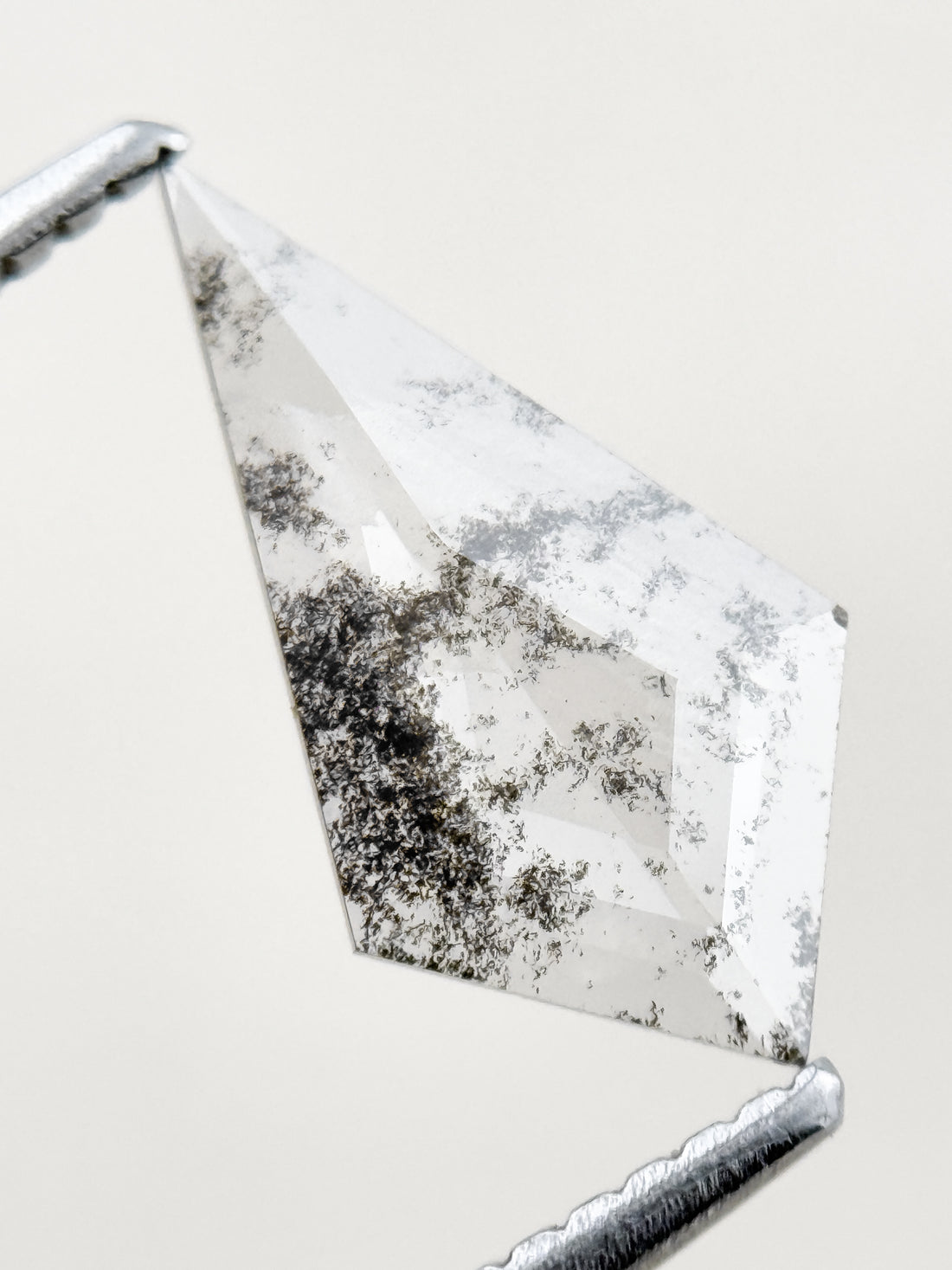 0.82 Ct Kite Rose Cut Grey Natural Salt and Pepper Diamond