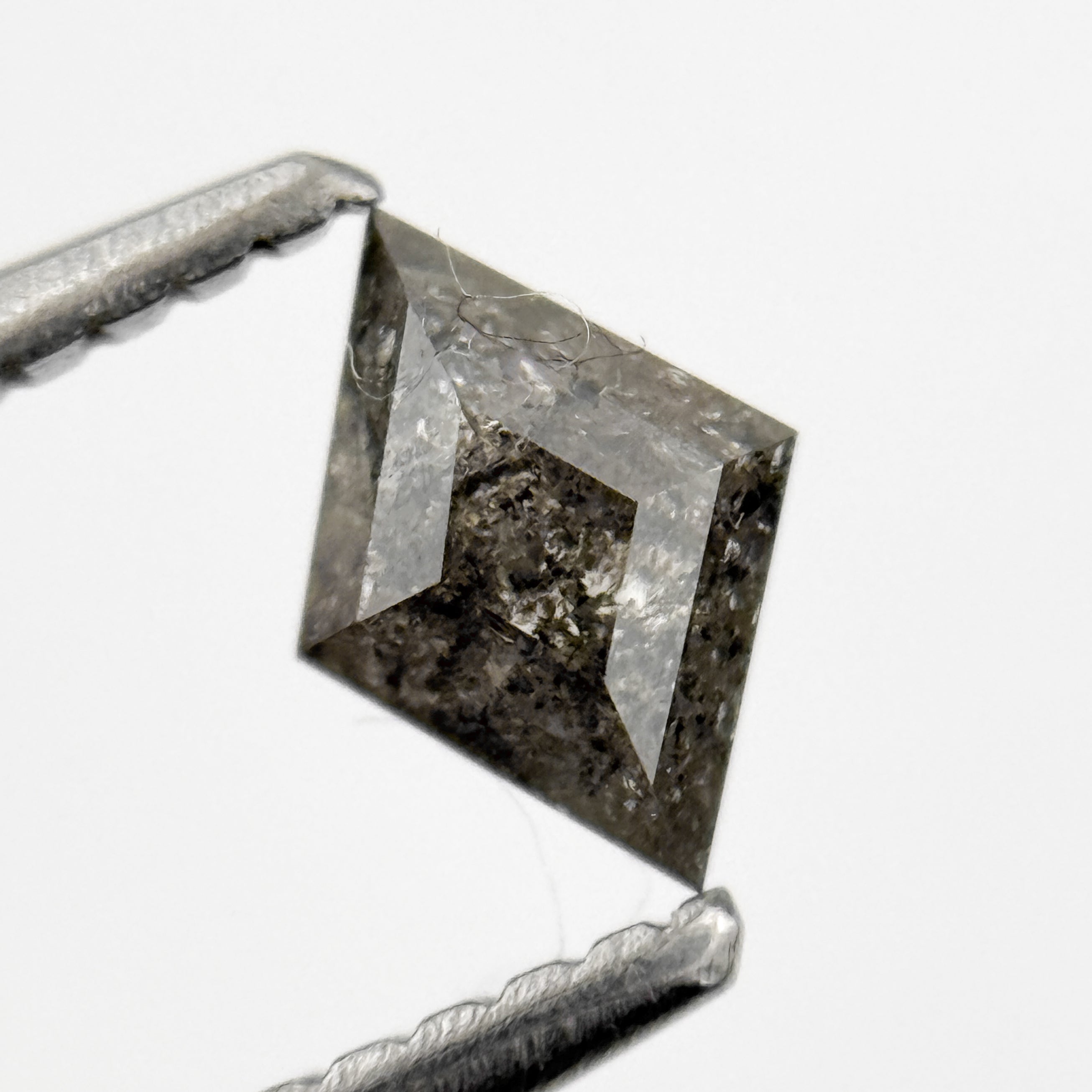 0.51 Ct Kite Rose Cut Grey Natural Salt and Pepper Diamond