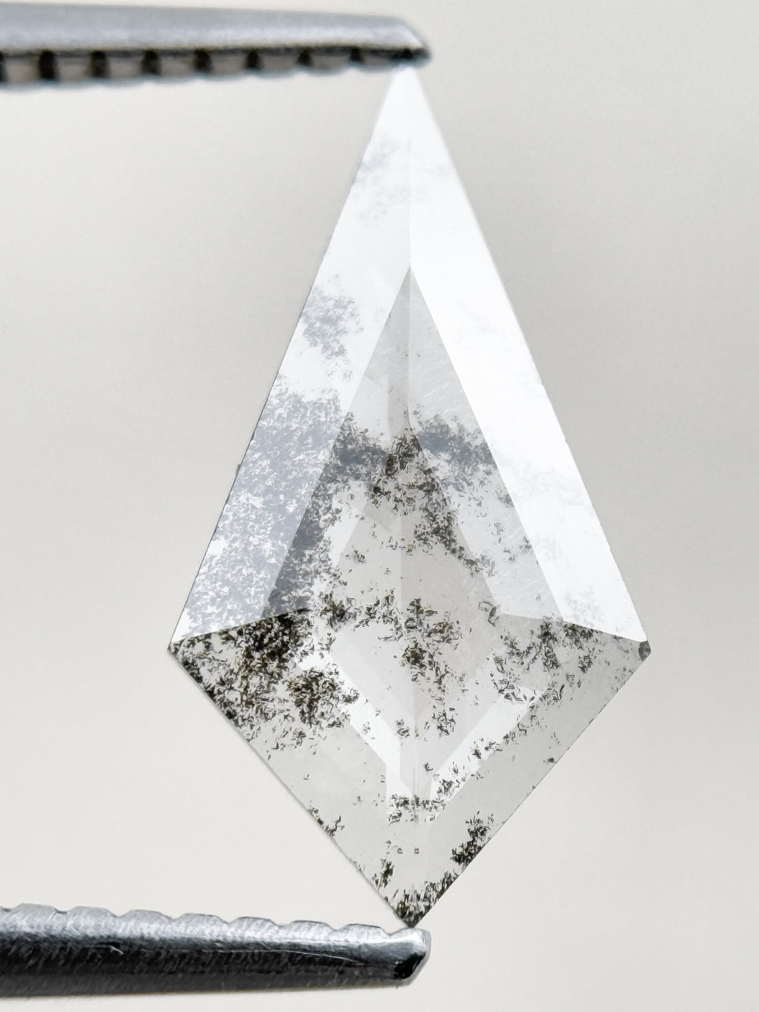 0.82 Ct Kite Rose Cut Grey Natural Salt and Pepper Diamond