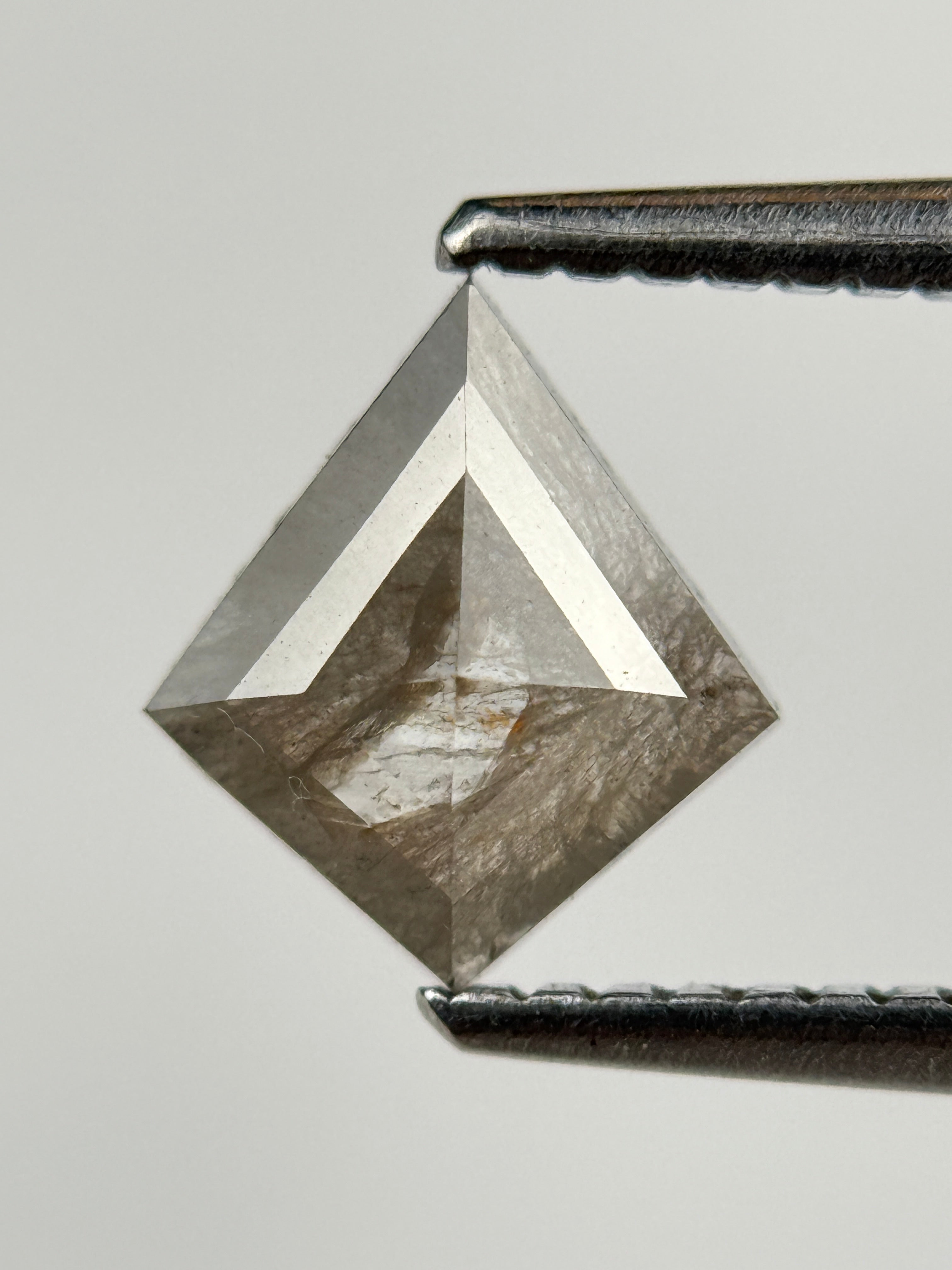 0.89 Ct Kite Rose Cut Grey Natural Salt and Pepper Diamond