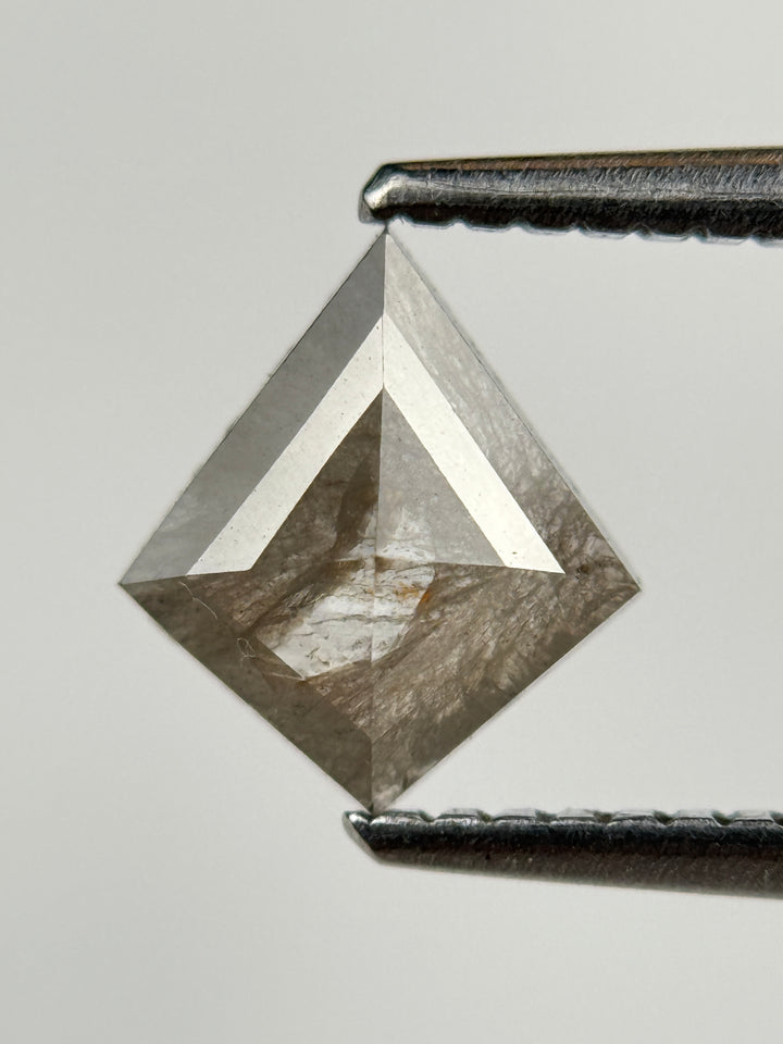 0.89 Ct Kite Rose Cut Grey Natural Salt and Pepper Diamond