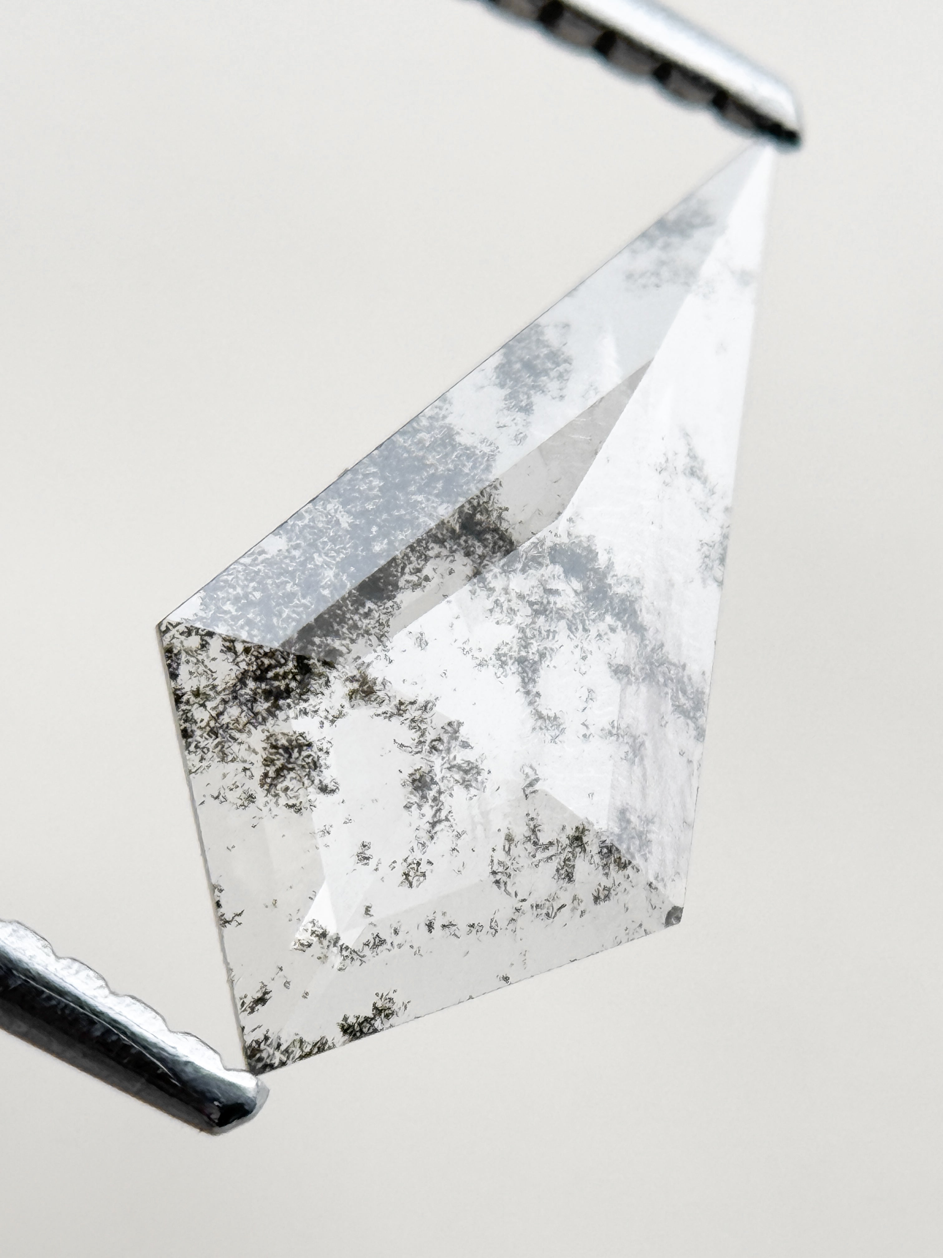 0.82 Ct Kite Rose Cut Grey Natural Salt and Pepper Diamond