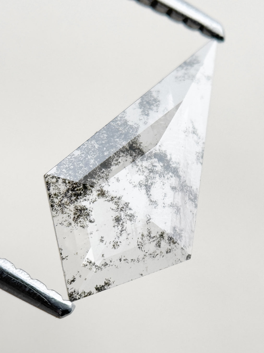0.82 Ct Kite Rose Cut Grey Natural Salt and Pepper Diamond