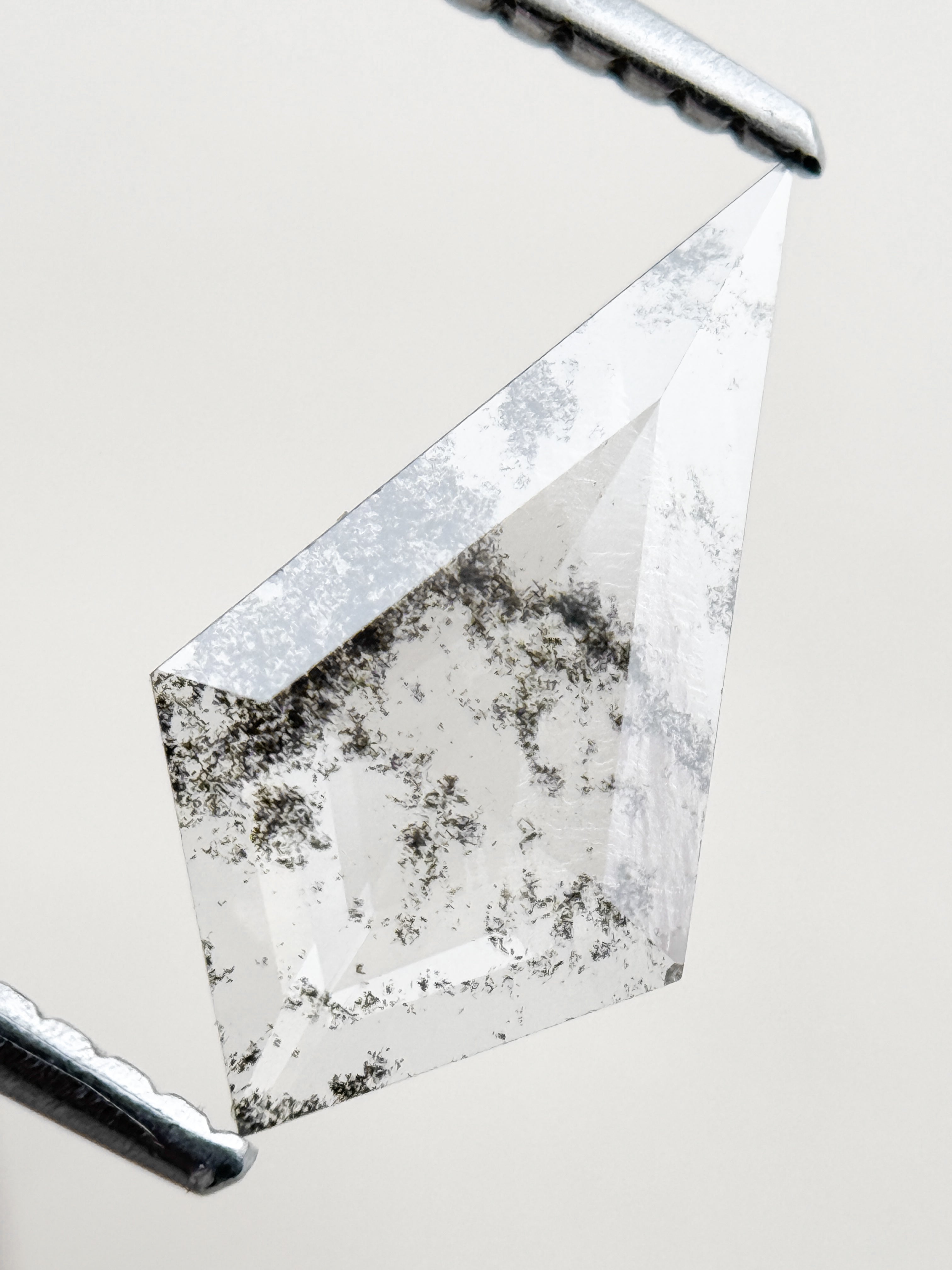 0.82 Ct Kite Rose Cut Grey Natural Salt and Pepper Diamond