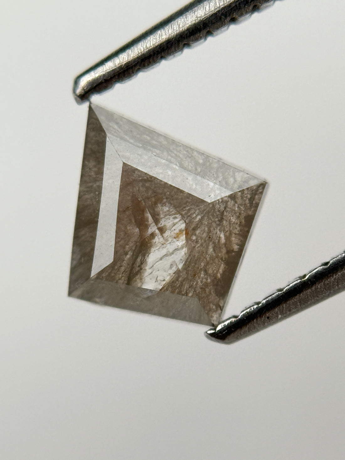 0.89 Ct Kite Rose Cut Grey Natural Salt and Pepper Diamond
