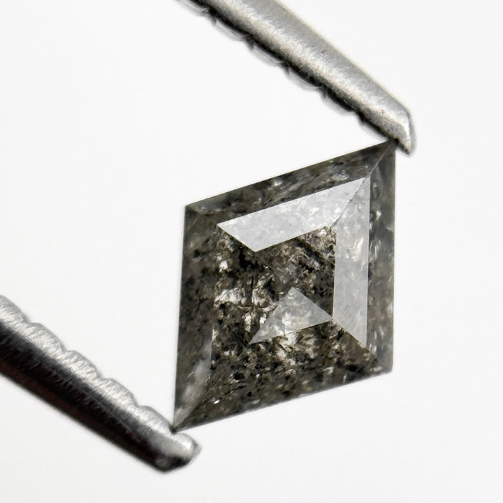 0.51 Ct Kite Rose Cut Grey Natural Salt and Pepper Diamond