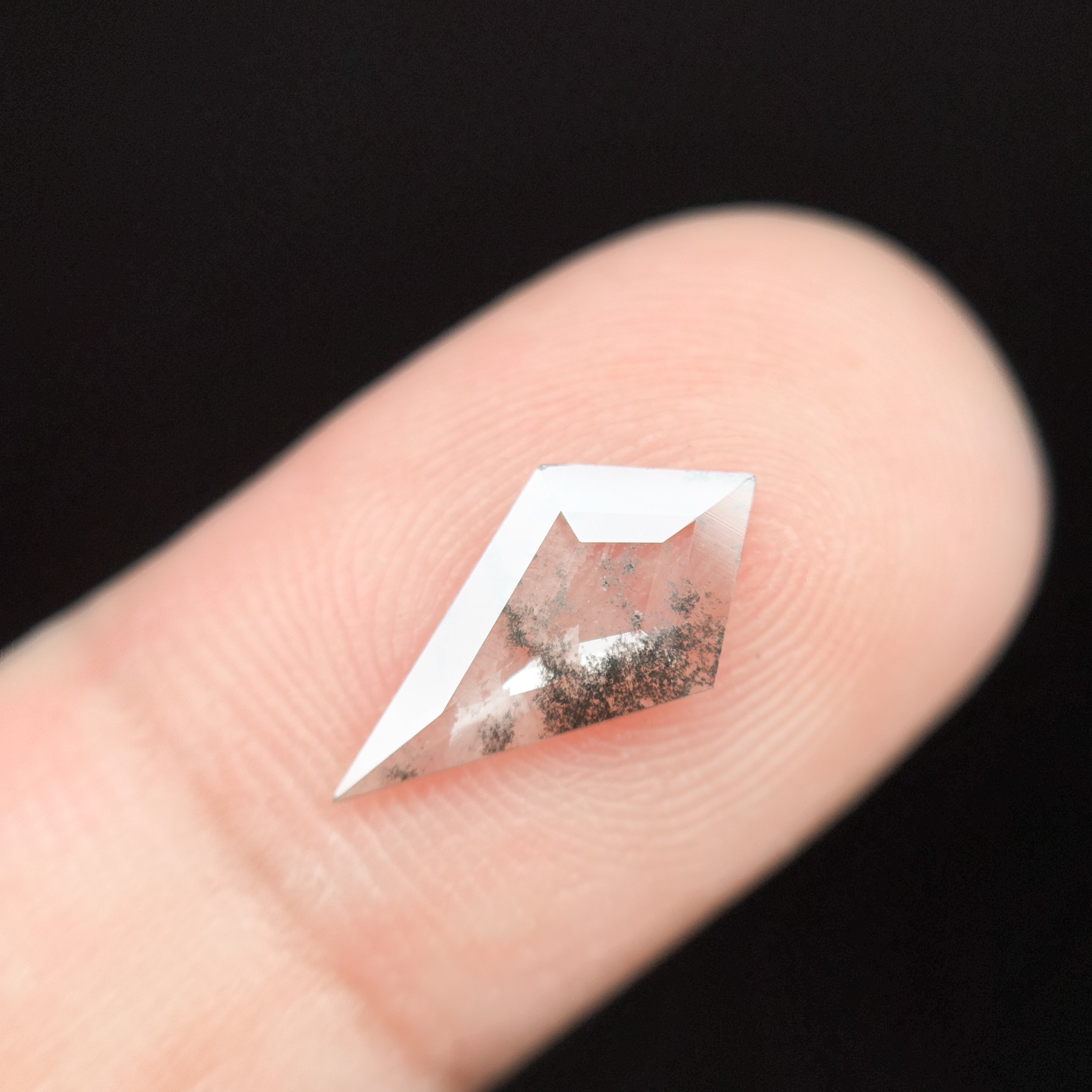 0.82 Ct Kite Rose Cut Grey Natural Salt and Pepper Diamond