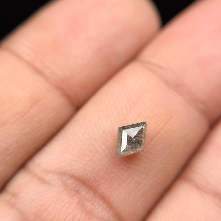 0.51 Ct Kite Rose Cut Grey Natural Salt and Pepper Diamond