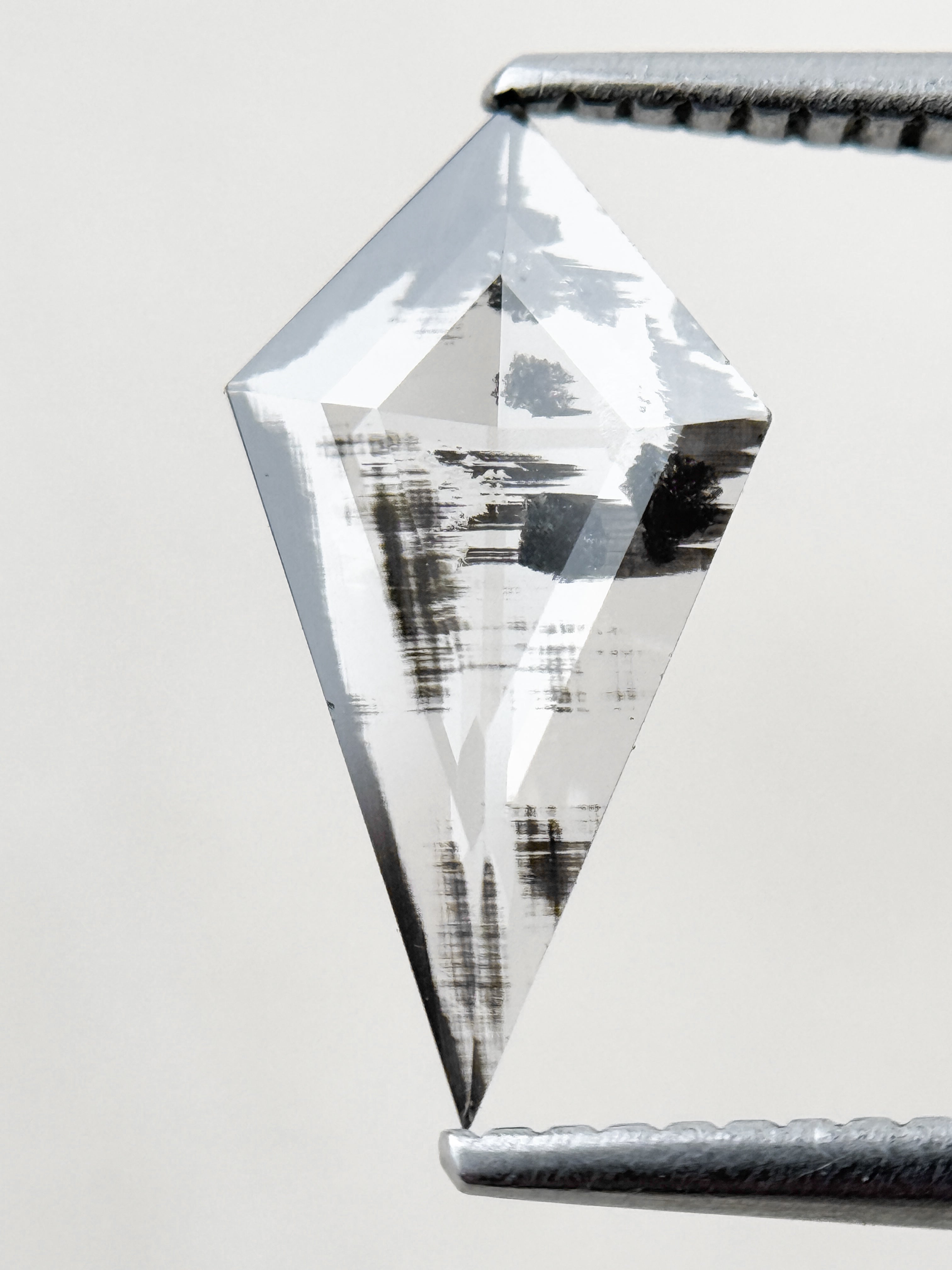 0.92 Ct Kite Rose Cut Grey Natural Salt and Pepper Diamond