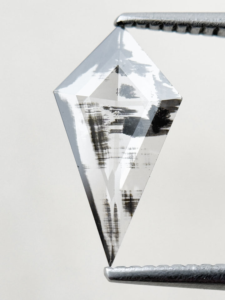 0.92 Ct Kite Rose Cut Grey Natural Salt and Pepper Diamond