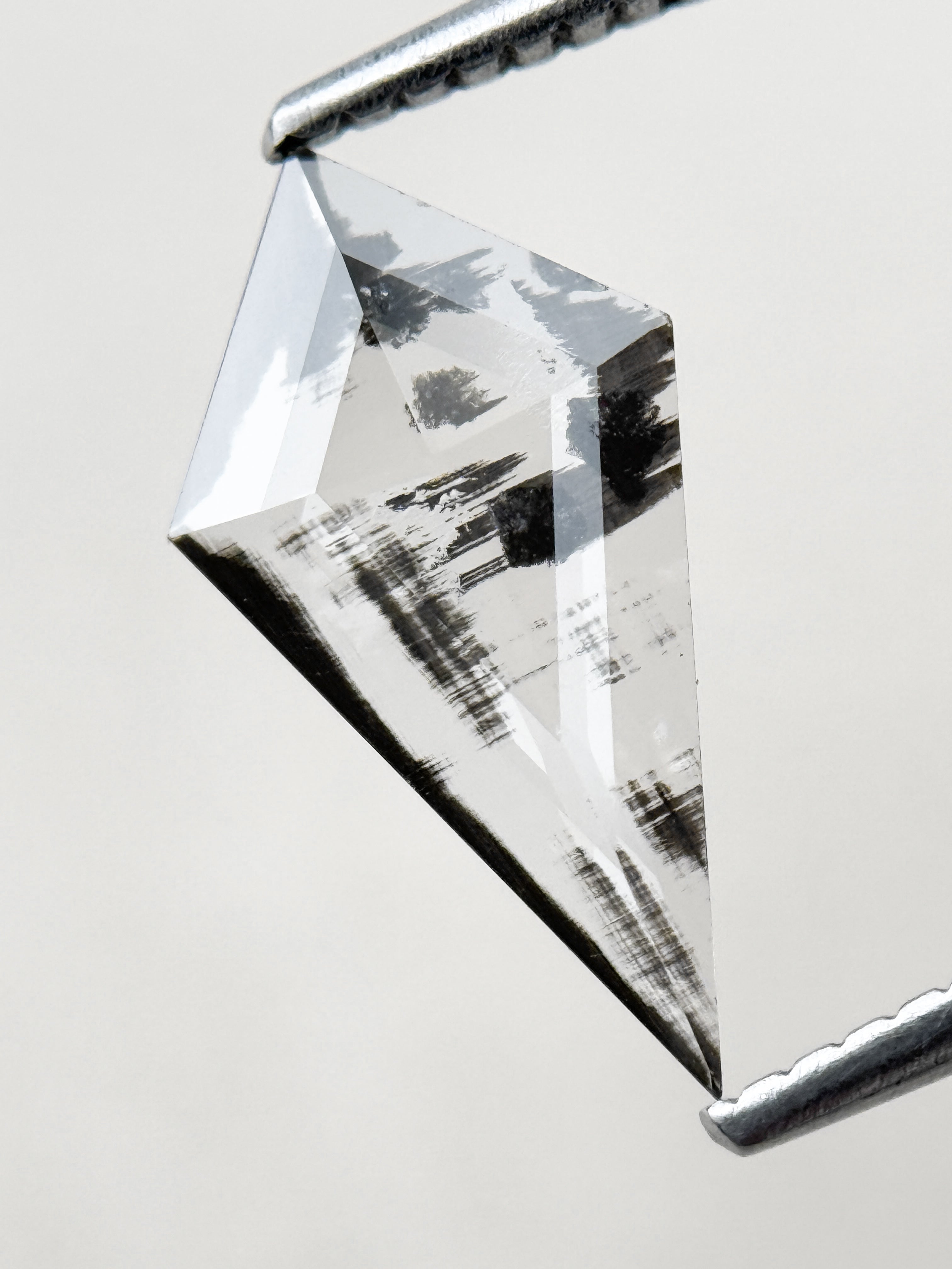 0.92 Ct Kite Rose Cut Grey Natural Salt and Pepper Diamond