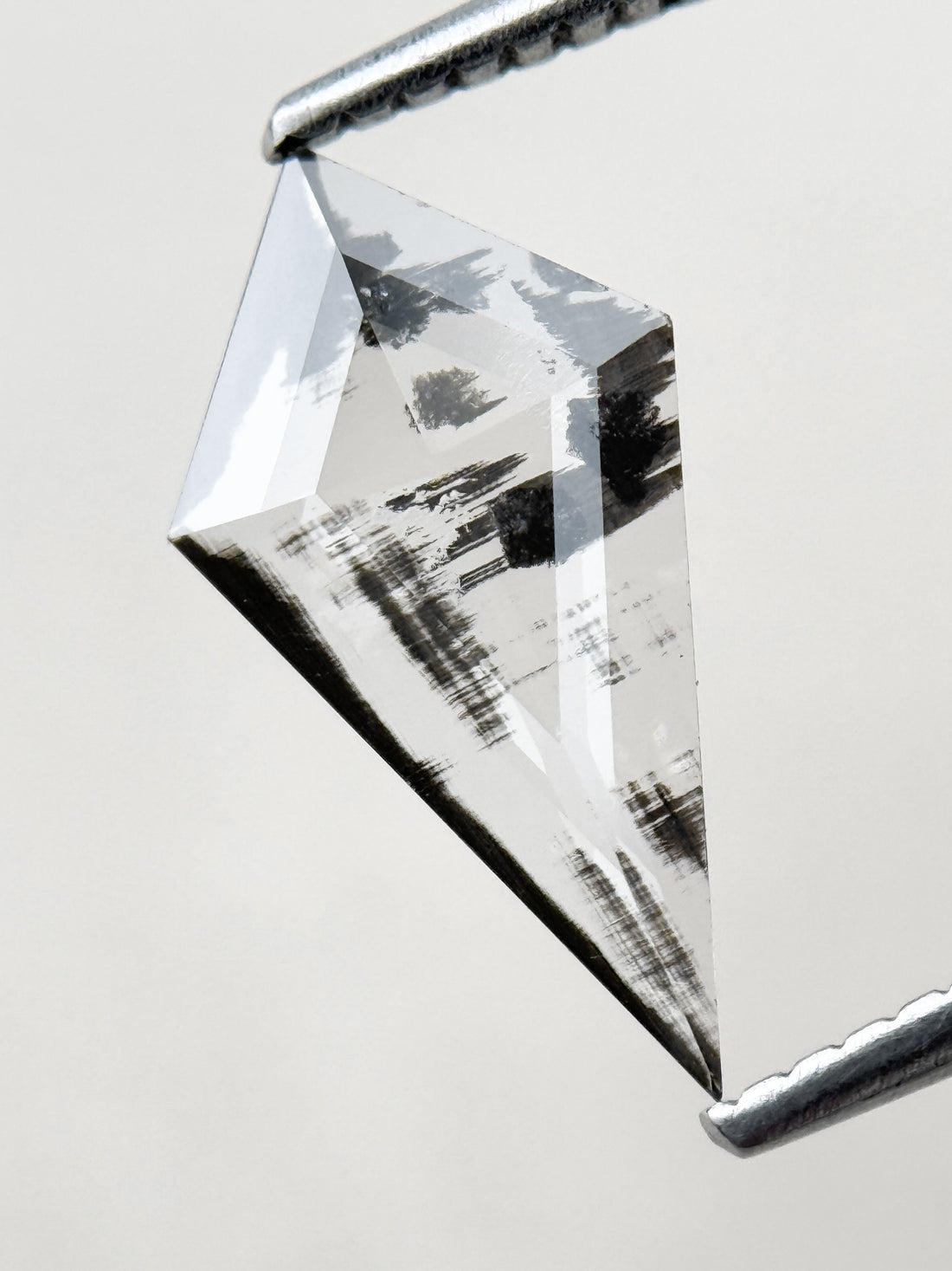0.92 Ct Kite Rose Cut Grey Natural Salt and Pepper Diamond