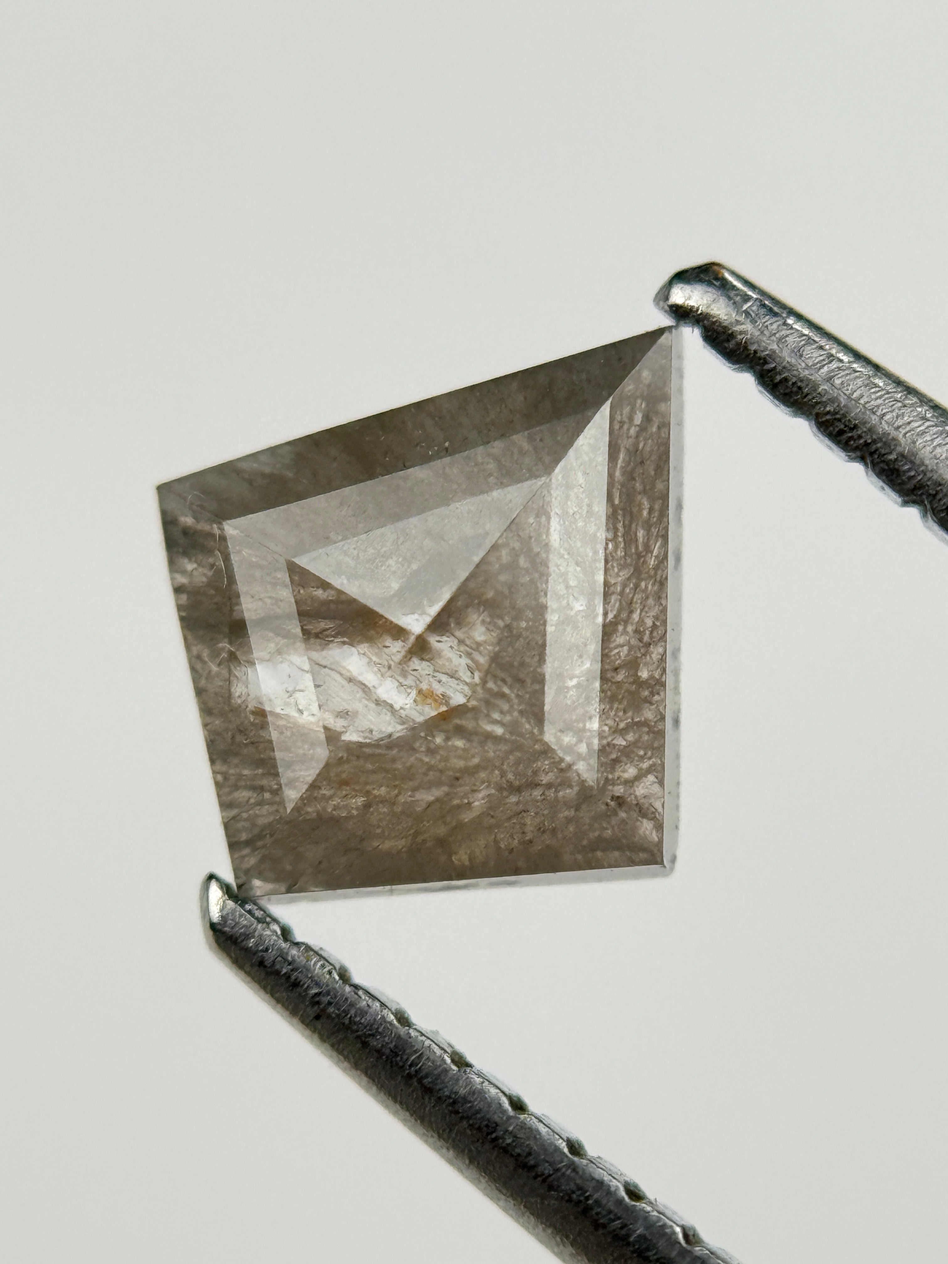 0.89 Ct Kite Rose Cut Grey Natural Salt and Pepper Diamond
