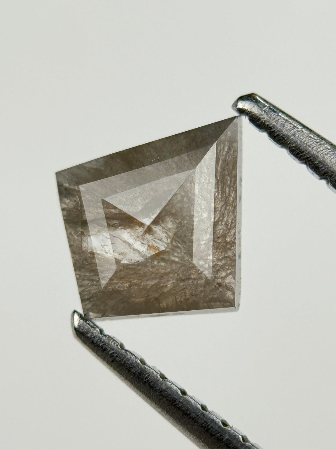 0.89 Ct Kite Rose Cut Grey Natural Salt and Pepper Diamond