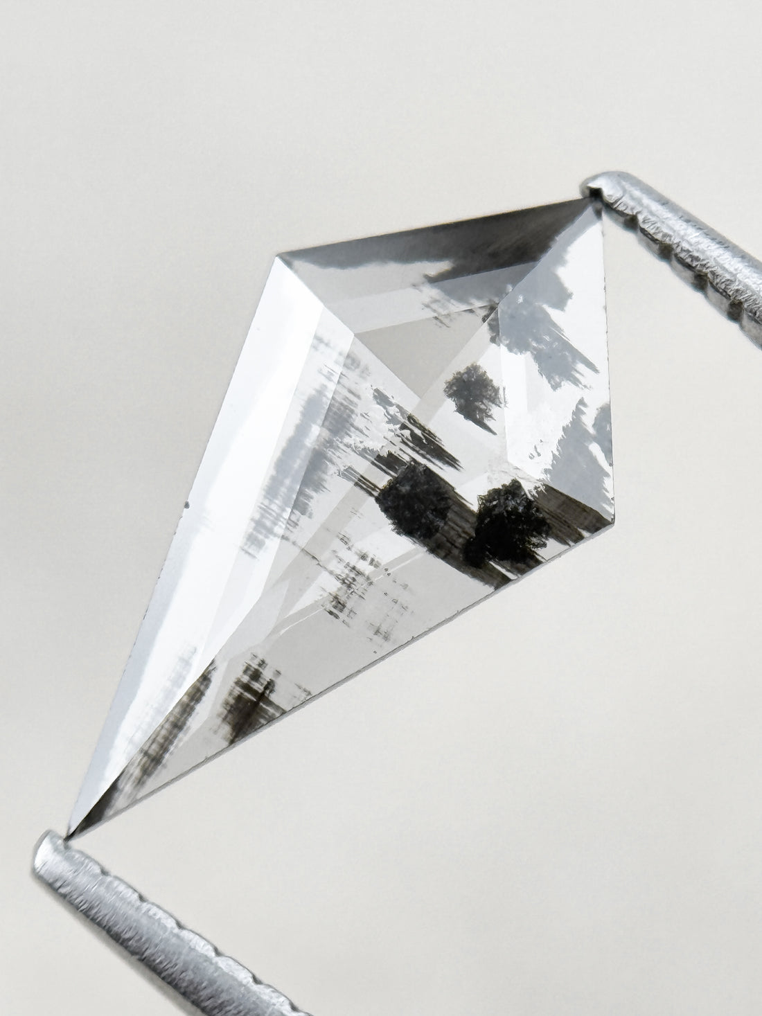 0.92 Ct Kite Rose Cut Grey Natural Salt and Pepper Diamond