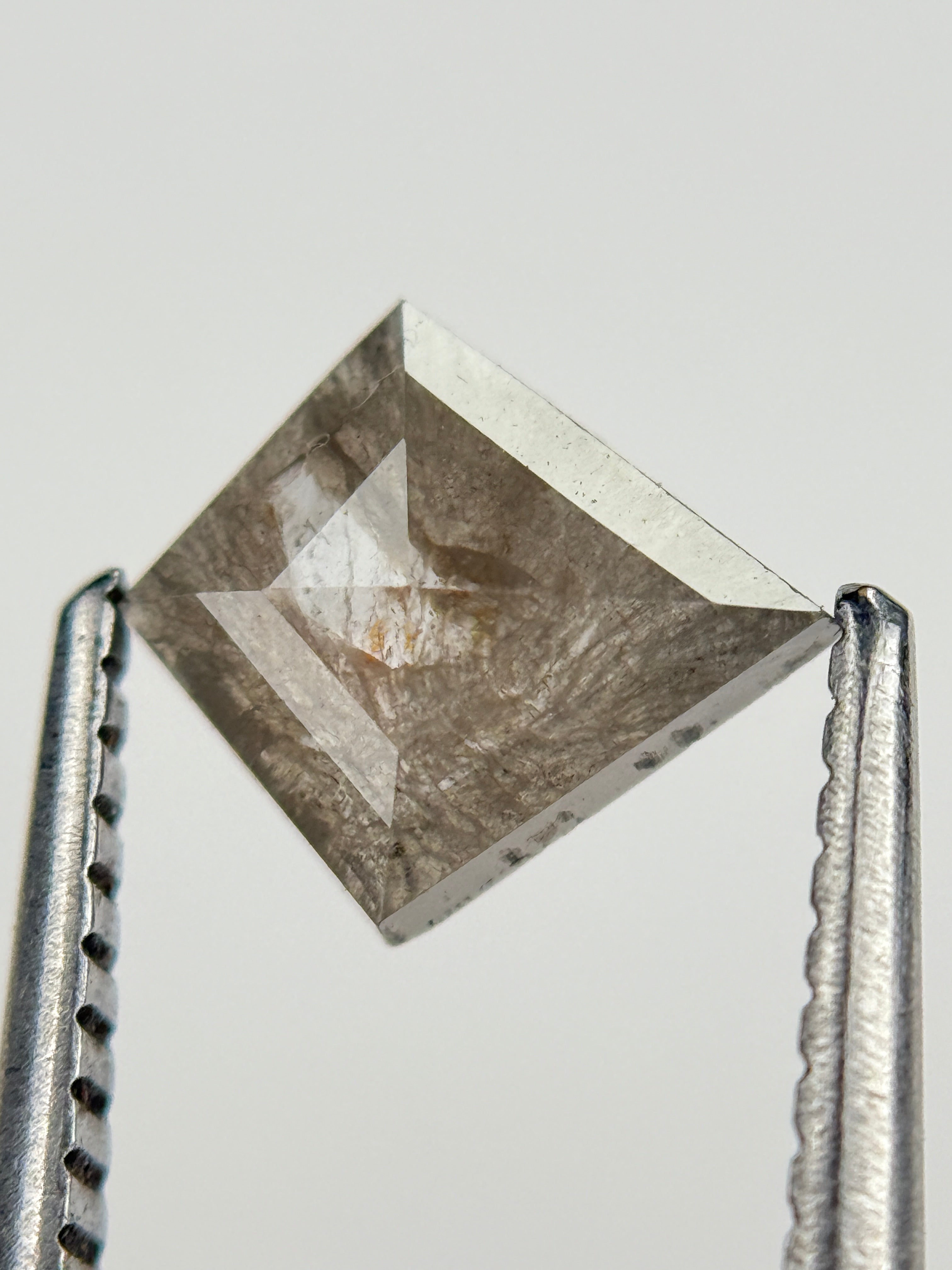 0.89 Ct Kite Rose Cut Grey Natural Salt and Pepper Diamond