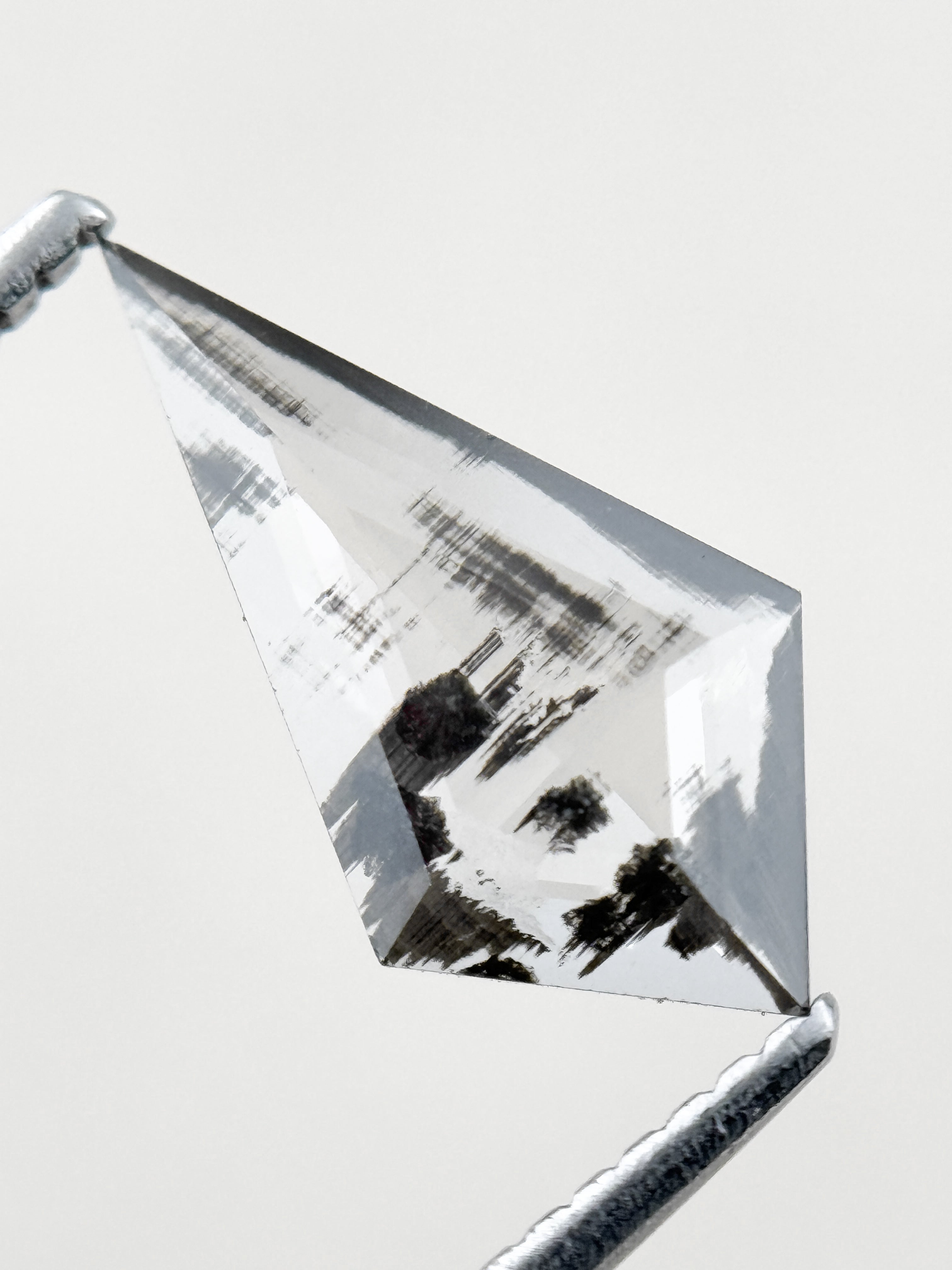 0.92 Ct Kite Rose Cut Grey Natural Salt and Pepper Diamond
