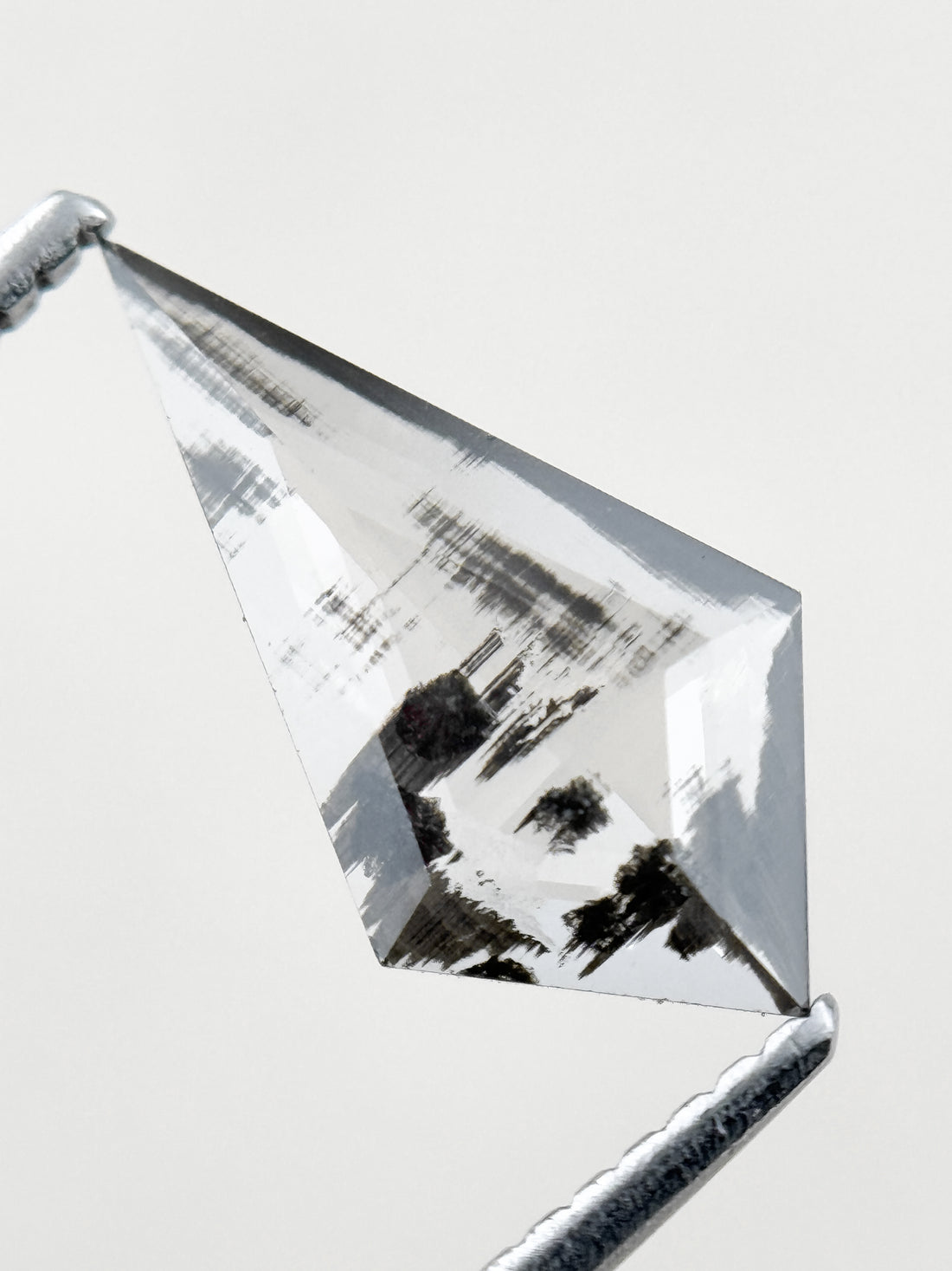 0.92 Ct Kite Rose Cut Grey Natural Salt and Pepper Diamond