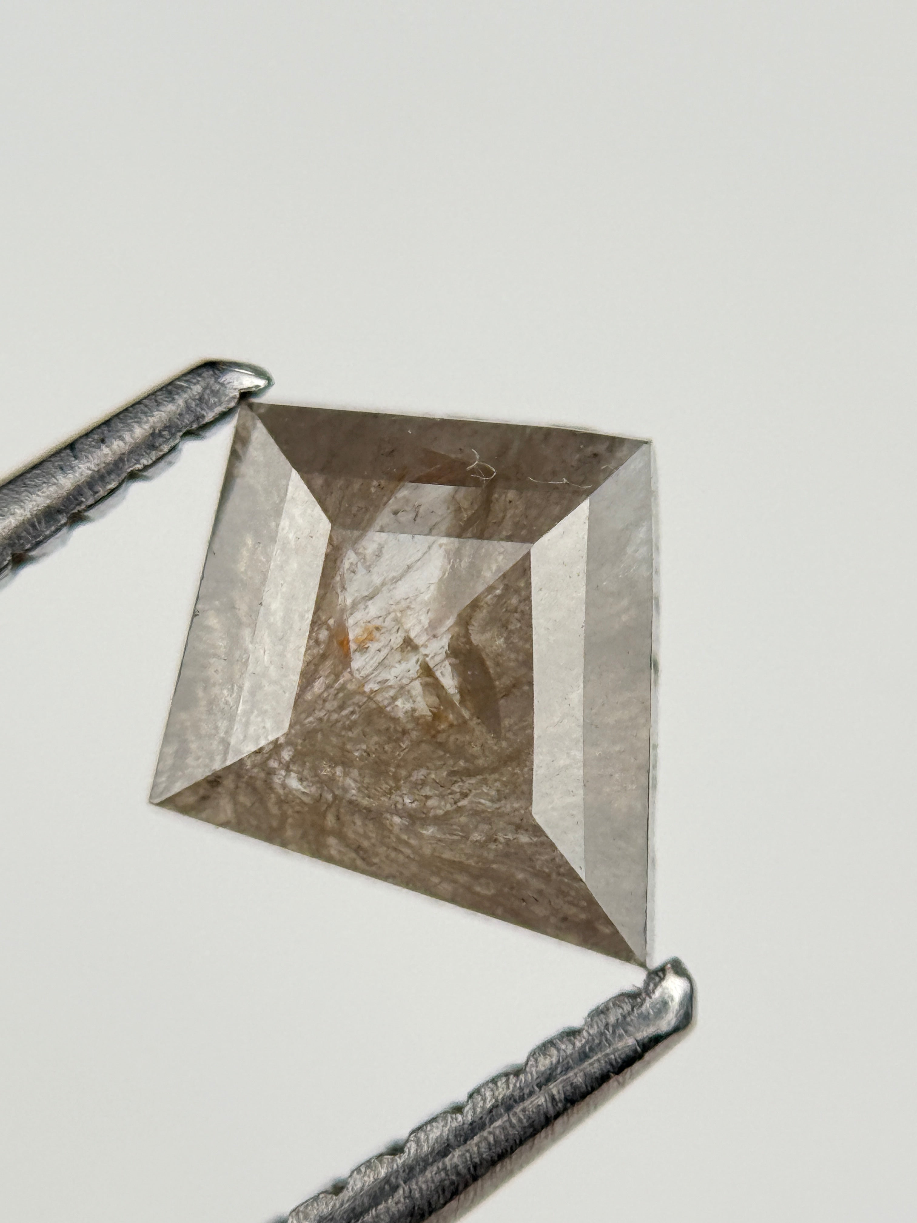 0.89 Ct Kite Rose Cut Grey Natural Salt and Pepper Diamond